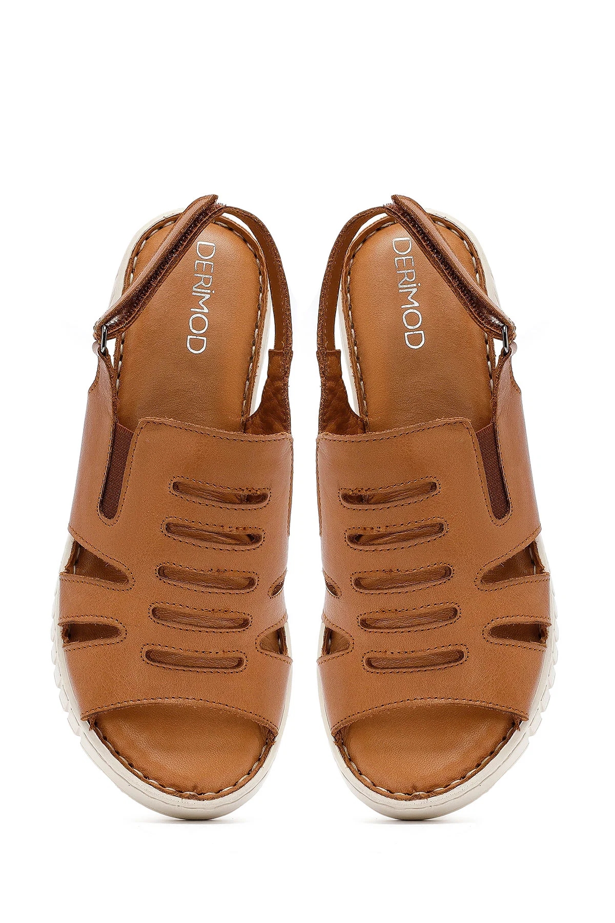 Kadın Taba Kalın Tabanlı Deri Comfort Sandalet - Image 7