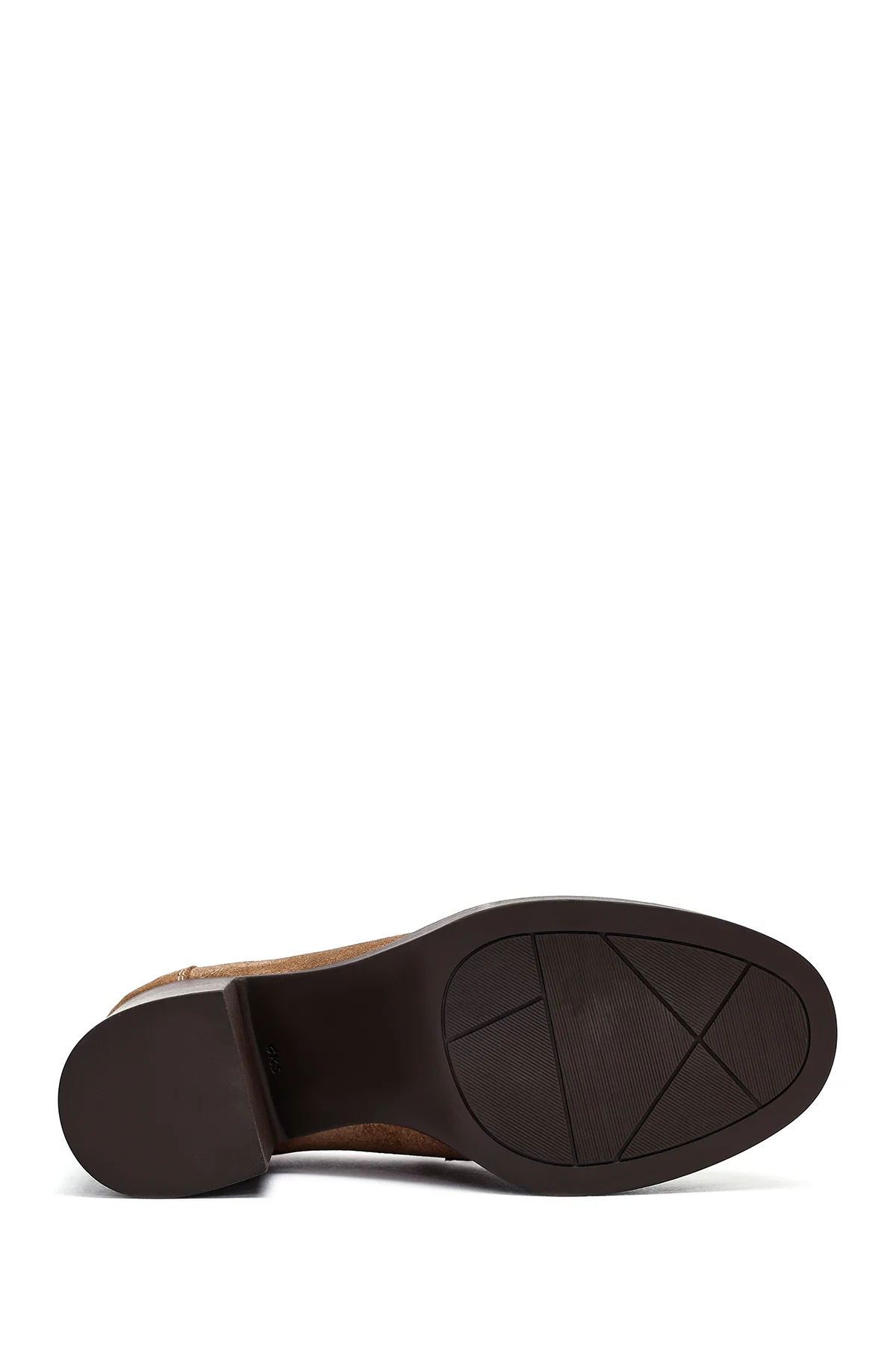 Kadın Taba Kalın Topuklu Süet Deri Maskülen Loafer - Image 5