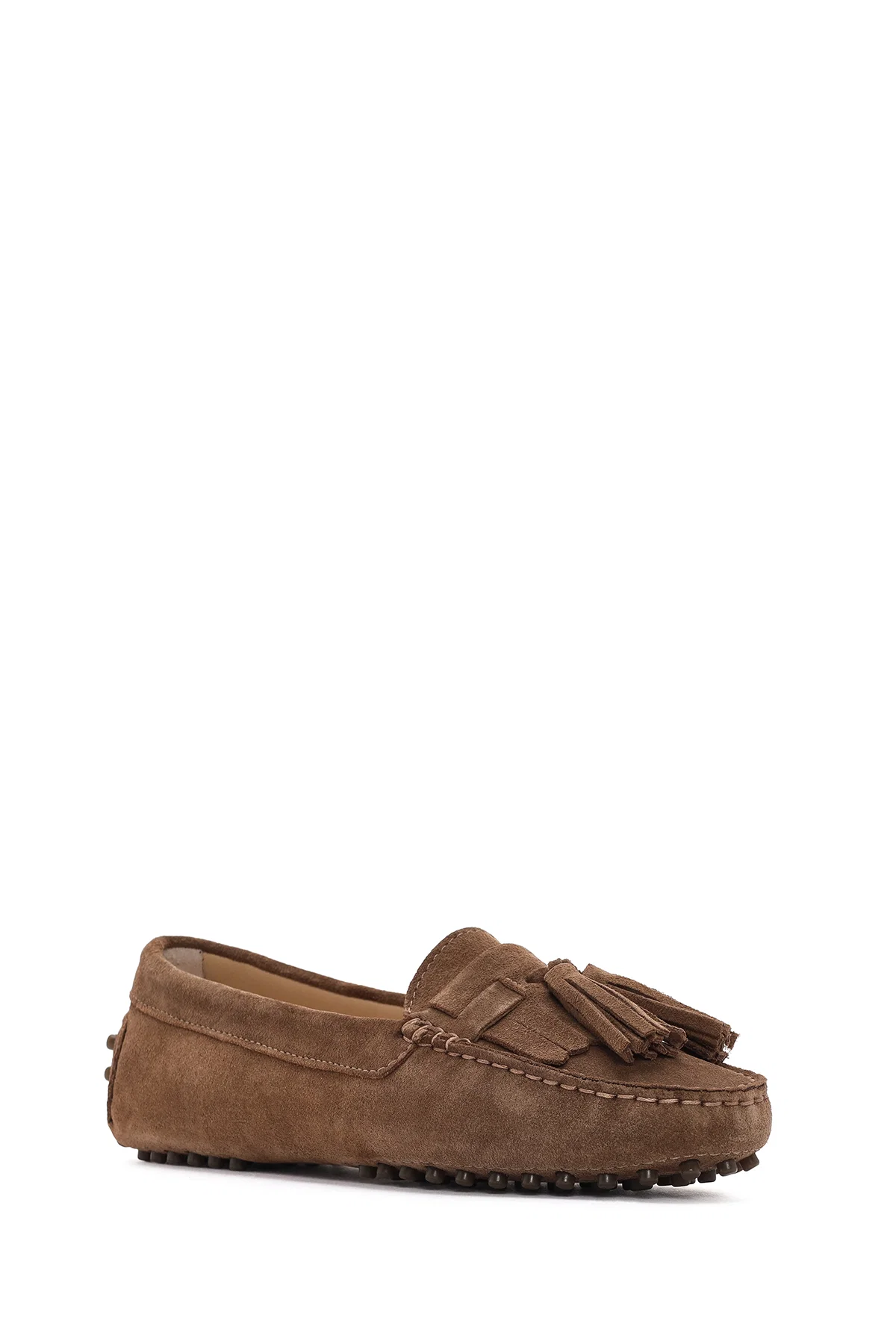 Kadın Taba Püsküllü Süet Deri Loafer - Image 6