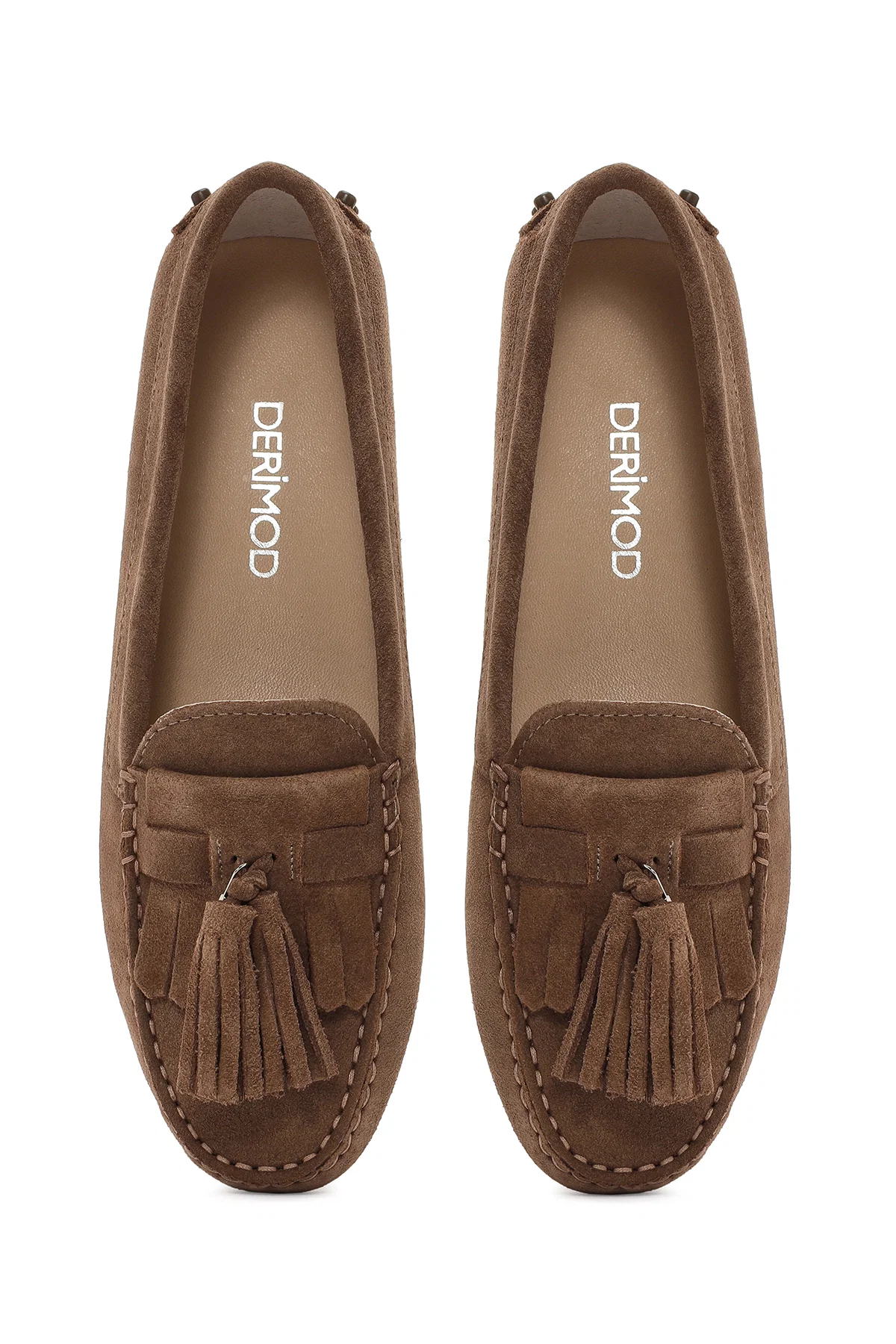 Kadın Taba Püsküllü Süet Deri Loafer - Image 7