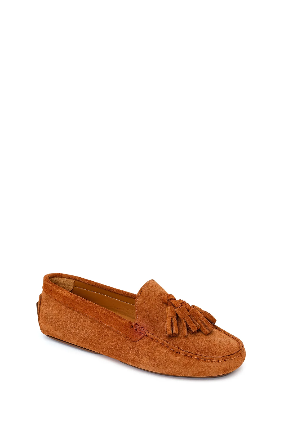 Kadın Taba Püsküllü Süet Deri Loafer - Image 7