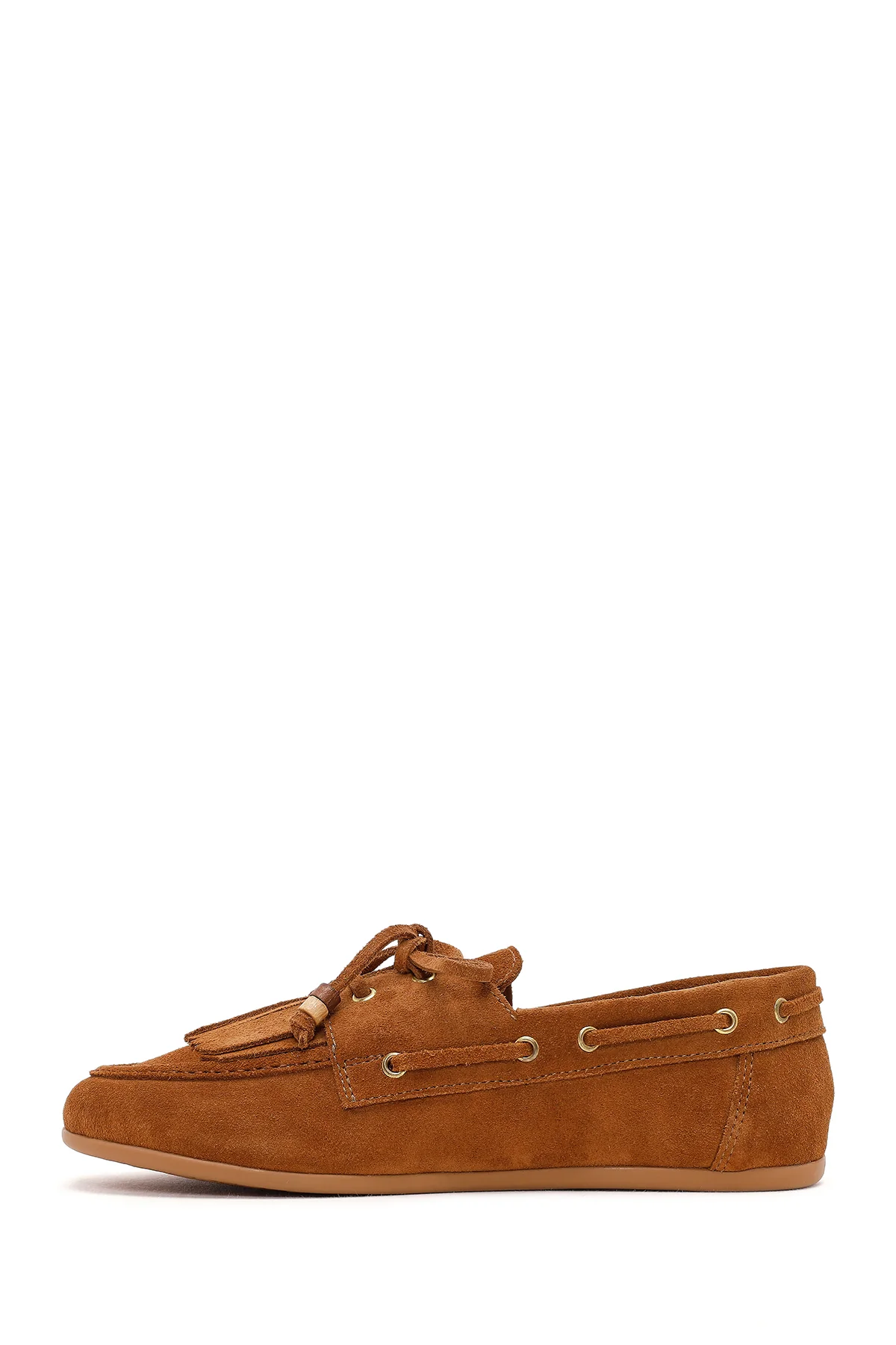 Kadın Taba Püsküllü Süet Deri Loafer - Image 3