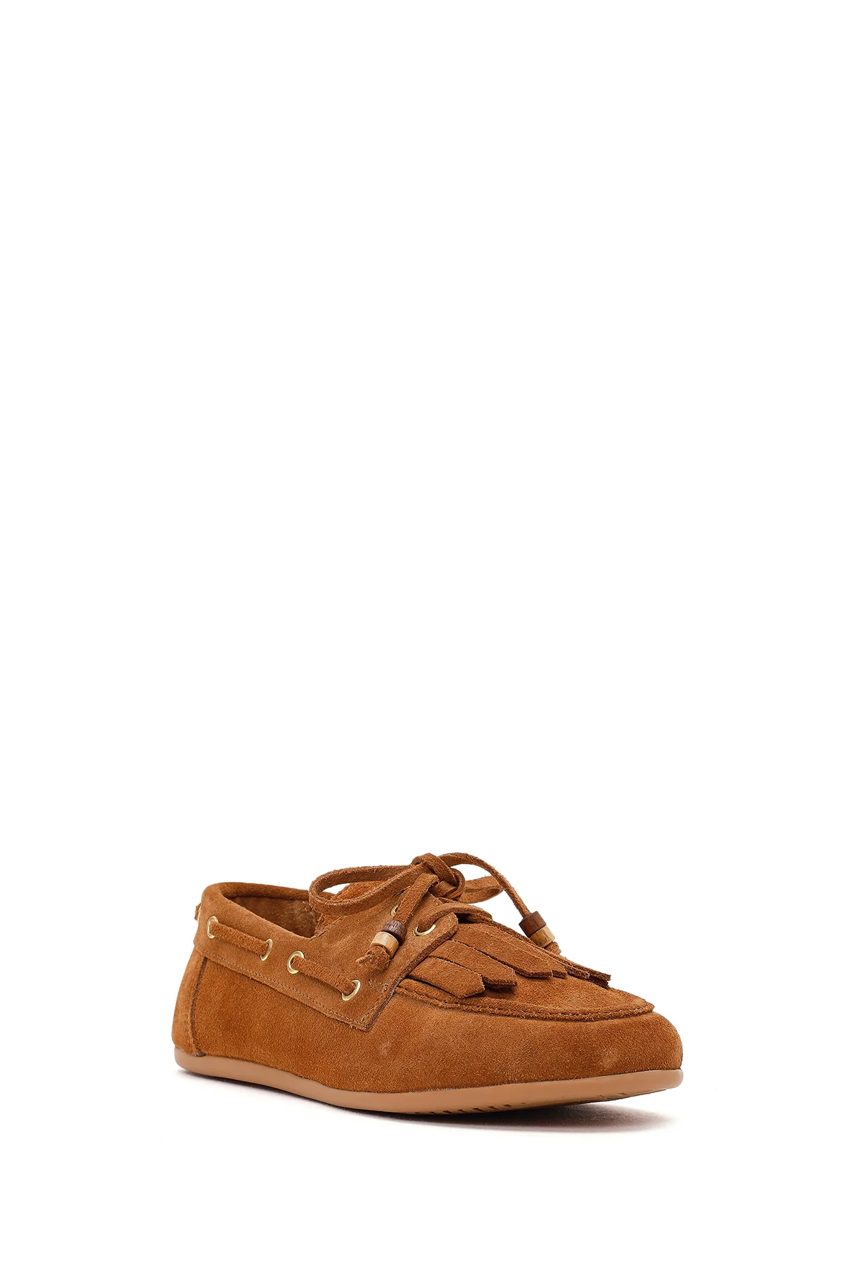 Kadın Taba Püsküllü Süet Deri Loafer - Image 7