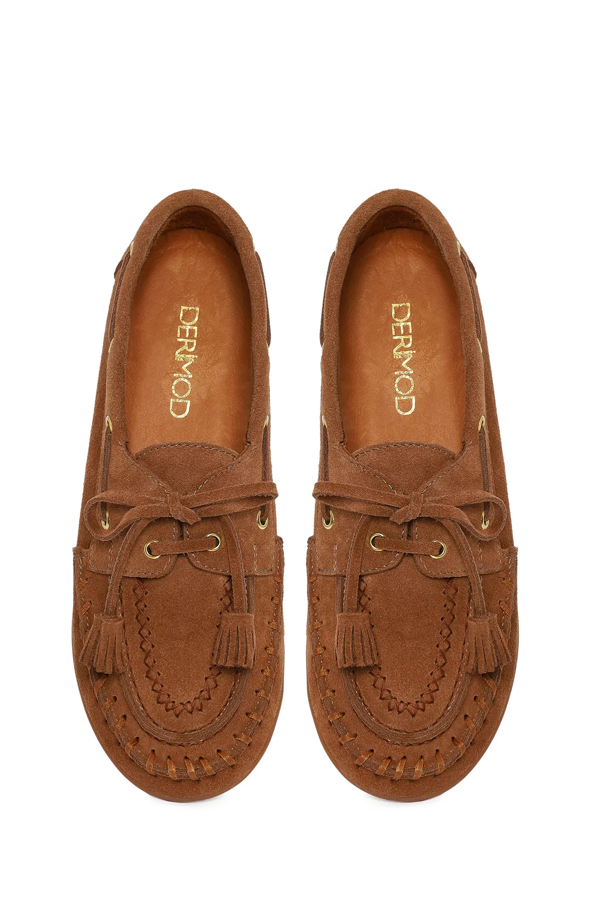 Kadın Taba Püsküllü Süet Deri Loafer - Image 4