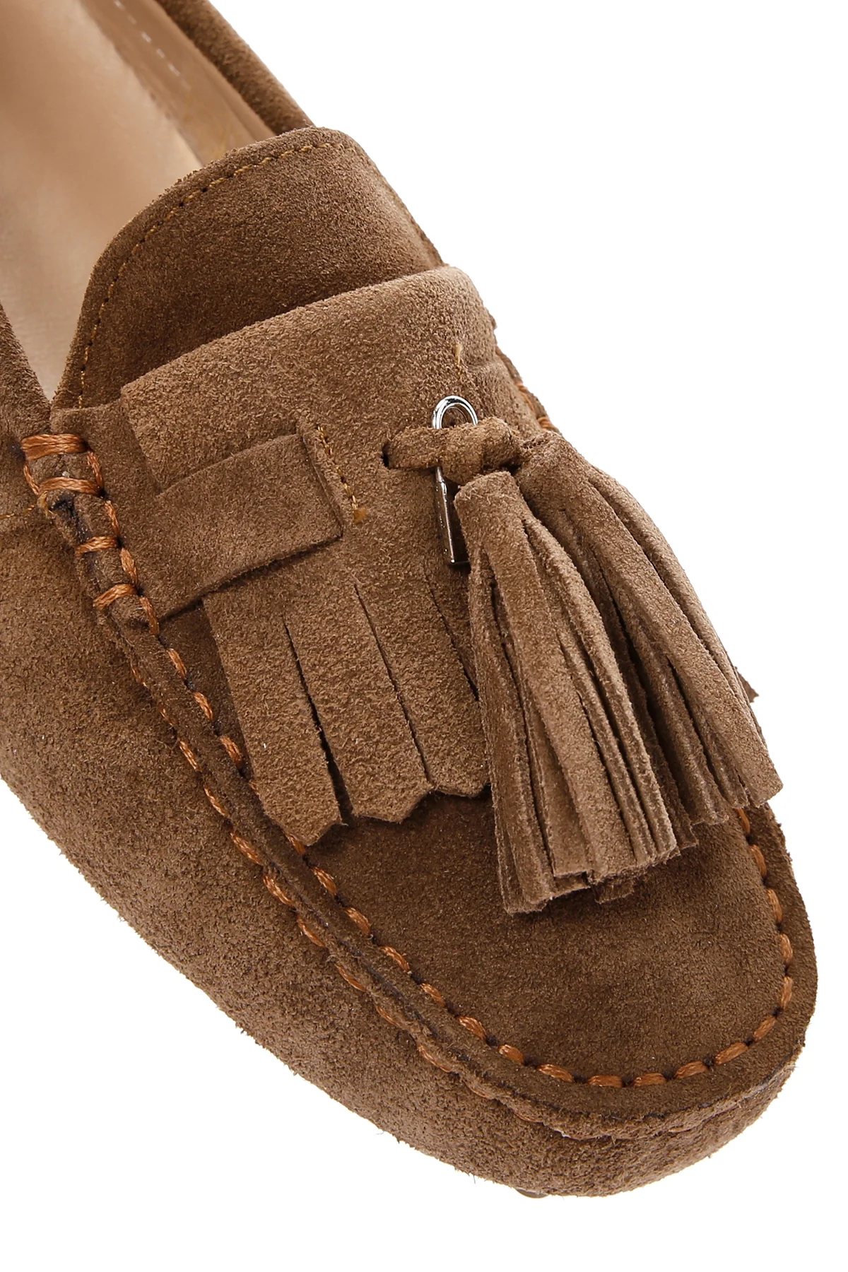 Kadın Taba Püsküllü Süet Deri Loafer - Image 10