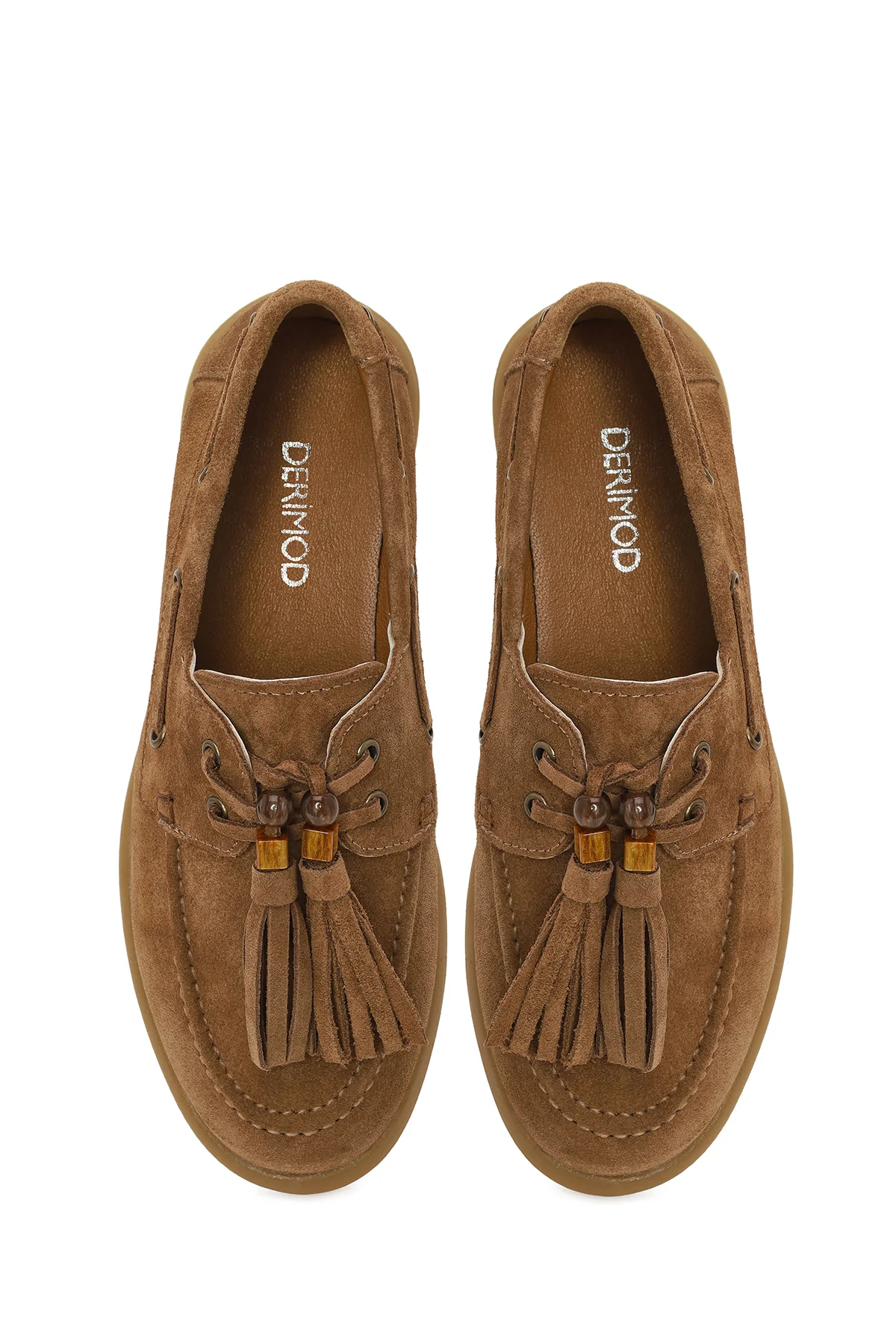 Kadın Taba Püsküllü Süet Deri Loafer - Image 6