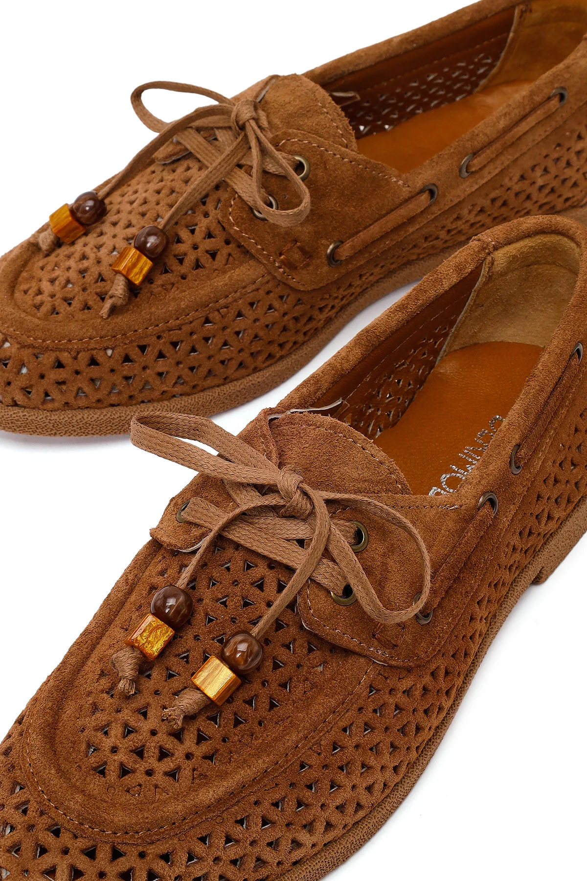 Kadın Taba Püsküllü Süet Deri Loafer - Image 10