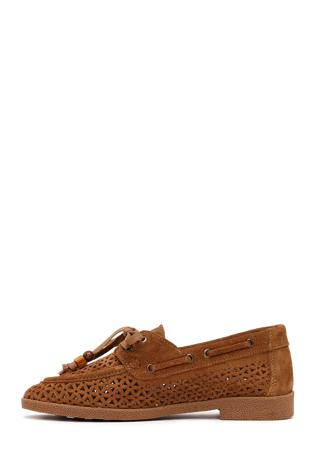 Kadın Taba Püsküllü Süet Deri Loafer - Image 3