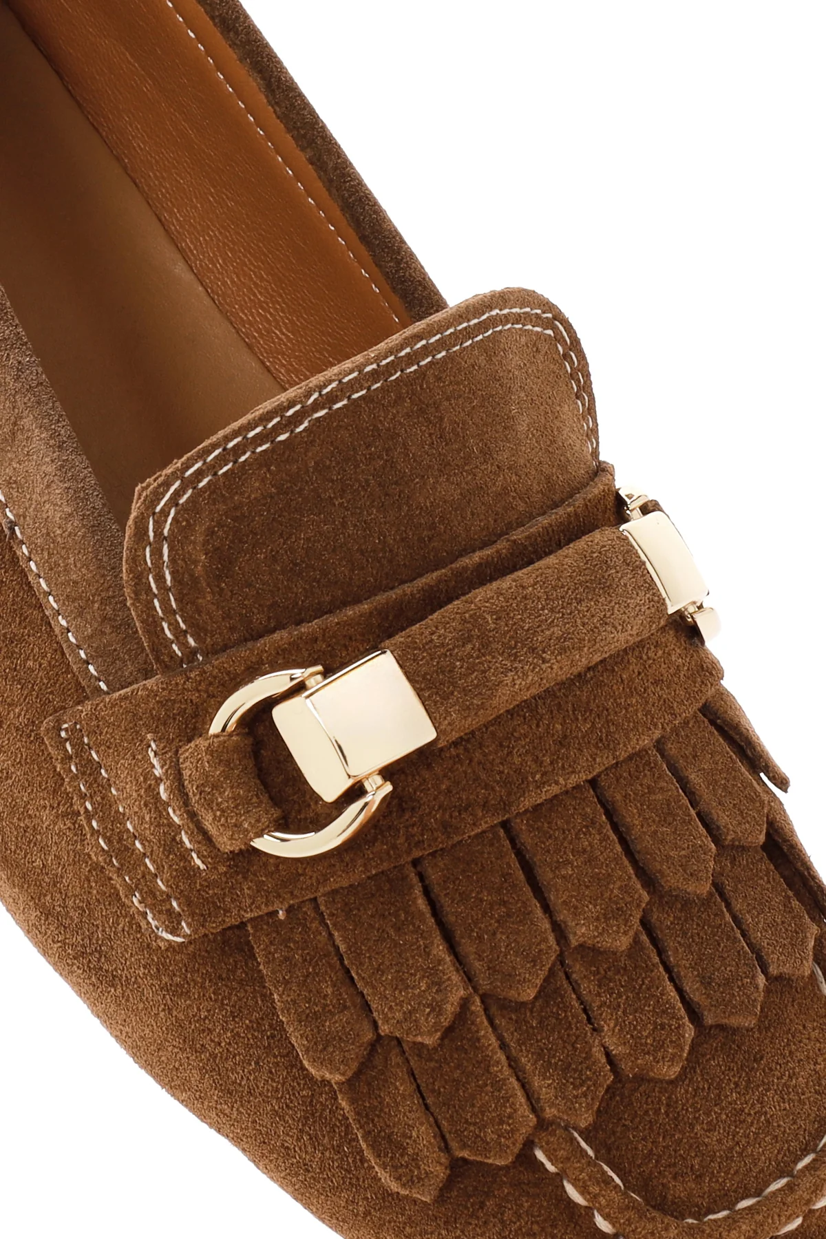 Kadın Taba Püsküllü Süet Deri Maskülen Loafer - Image 10
