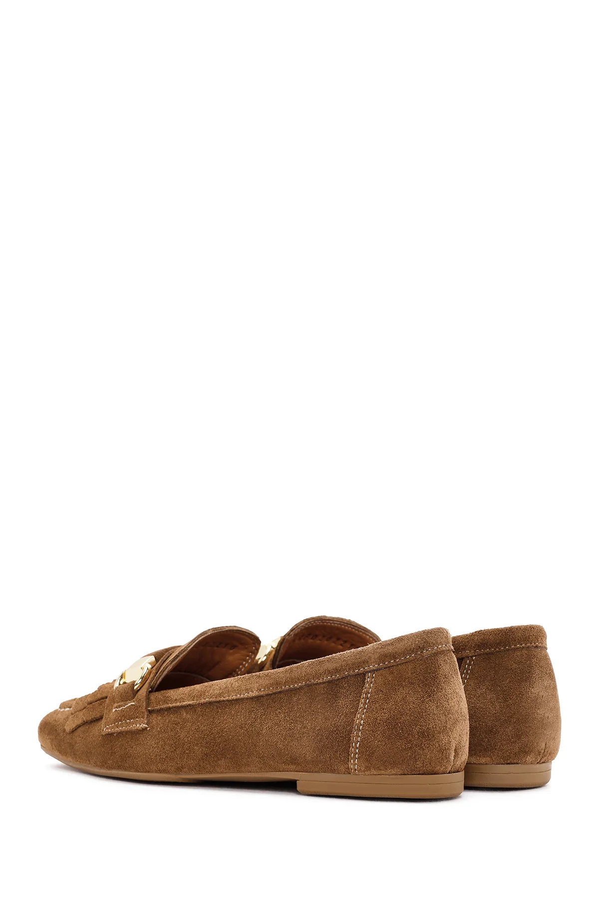 Kadın Taba Püsküllü Süet Deri Maskülen Loafer - Image 5