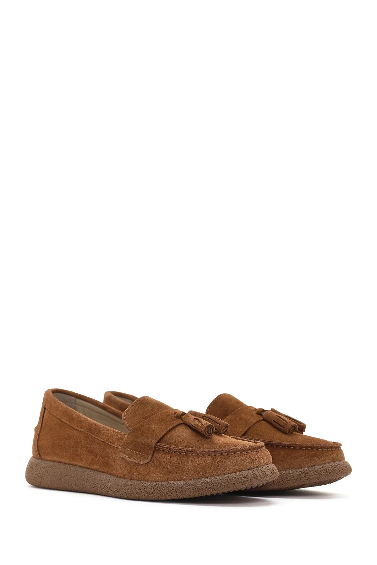 Kadın Taba Süet Deri Comfort Loafer - Image 3