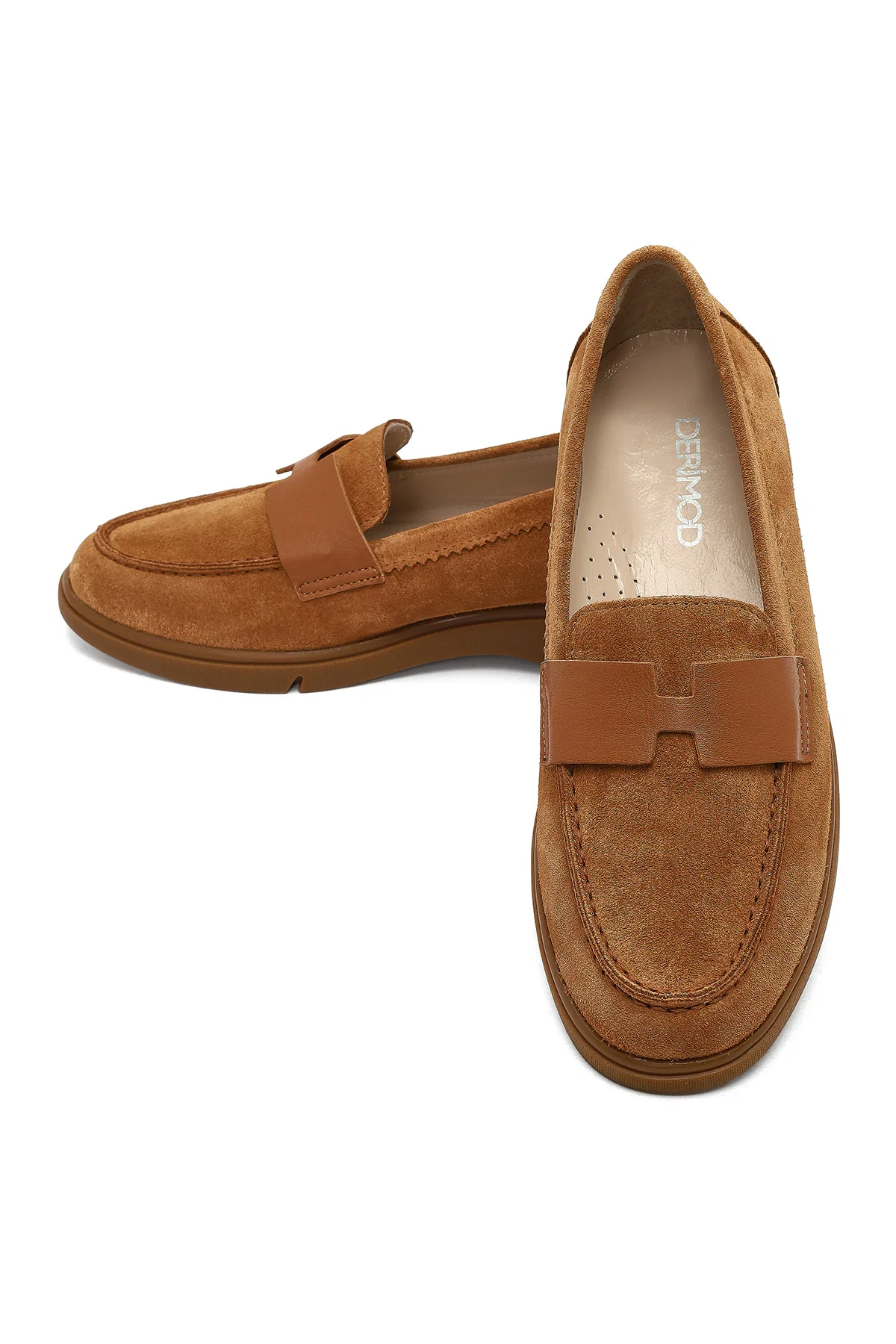 Kadın Taba Süet Deri Comfort Loafer - Image 11