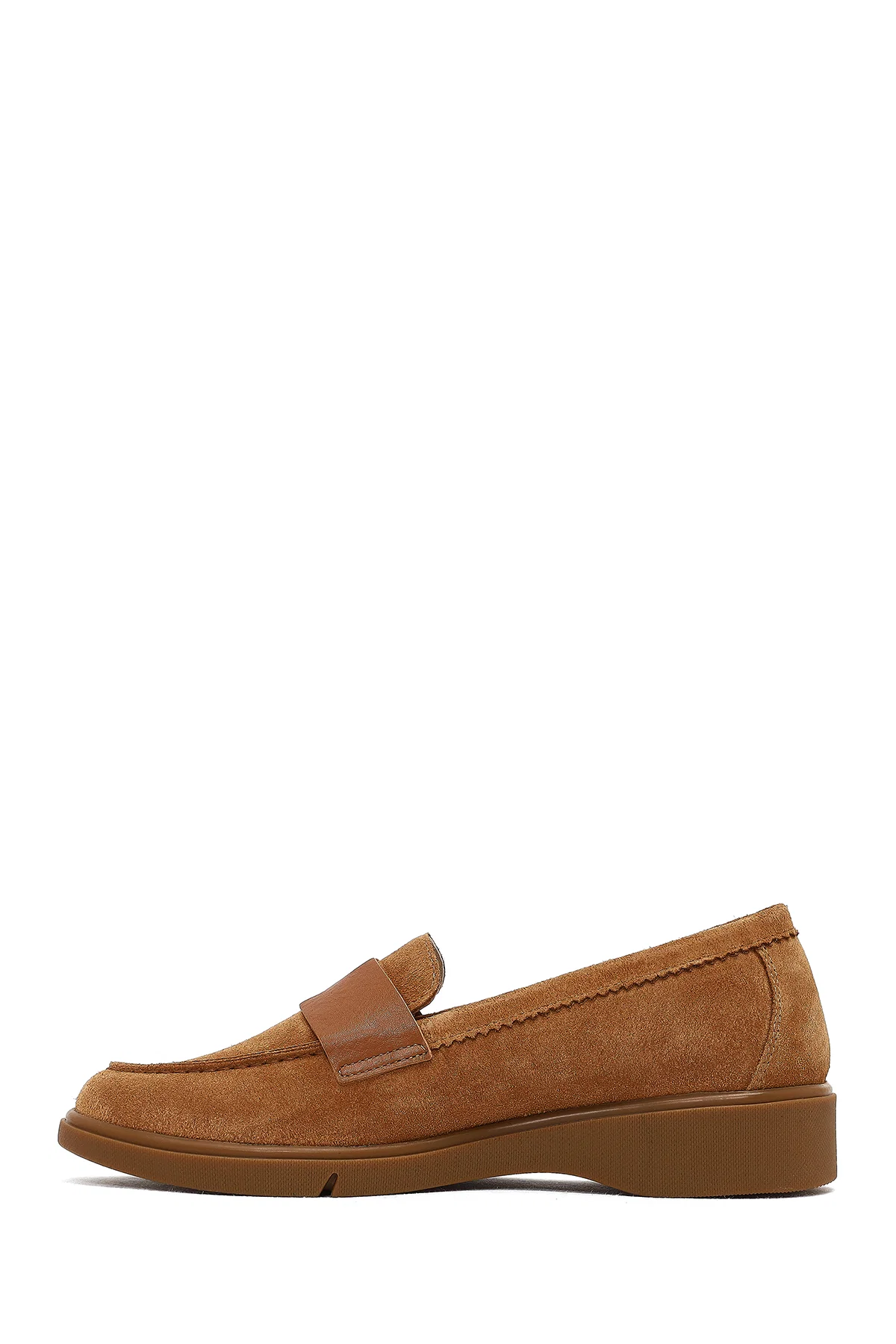 Kadın Taba Süet Deri Comfort Loafer - Image 2