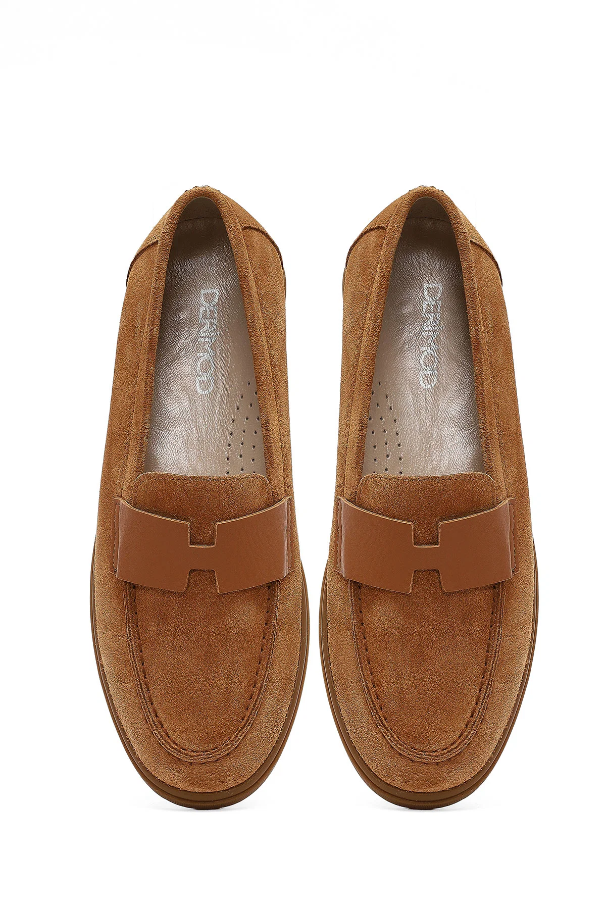 Kadın Taba Süet Deri Comfort Loafer - Image 7