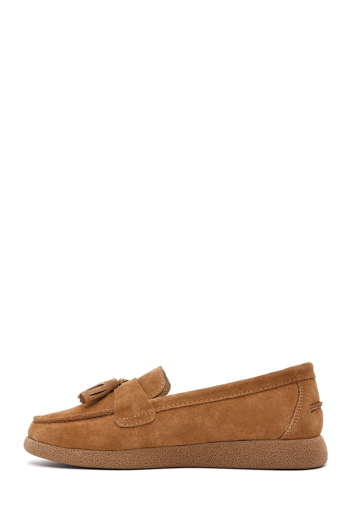 Kadın Taba Süet Deri Comfort Loafer - Image 2