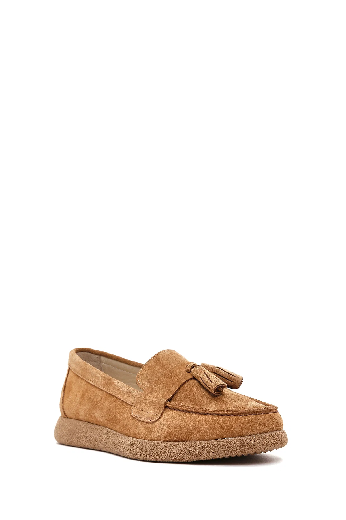 Kadın Taba Süet Deri Comfort Loafer - Image 6
