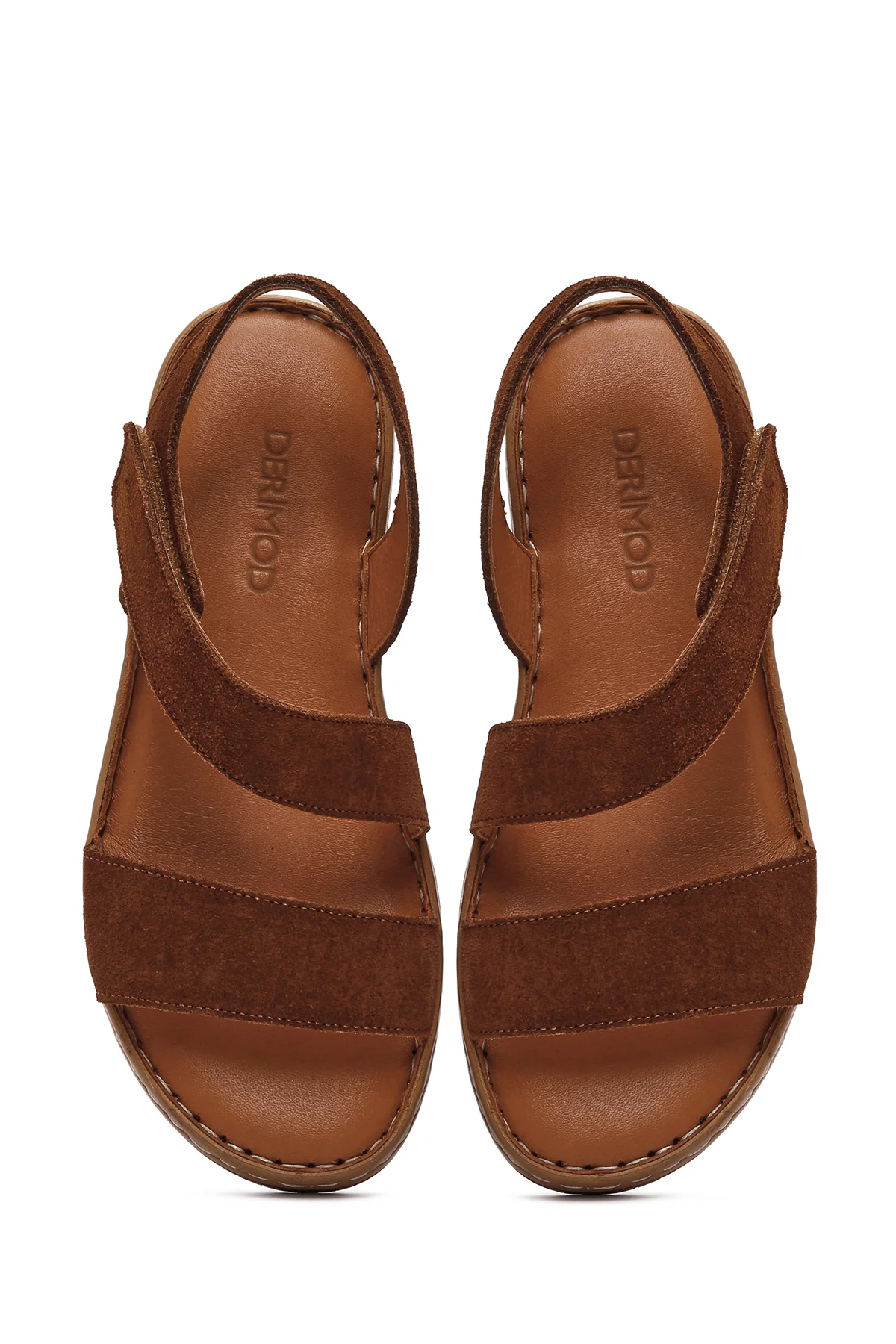 Kadın Taba Süet Deri Comfort Sandalet - Image 7