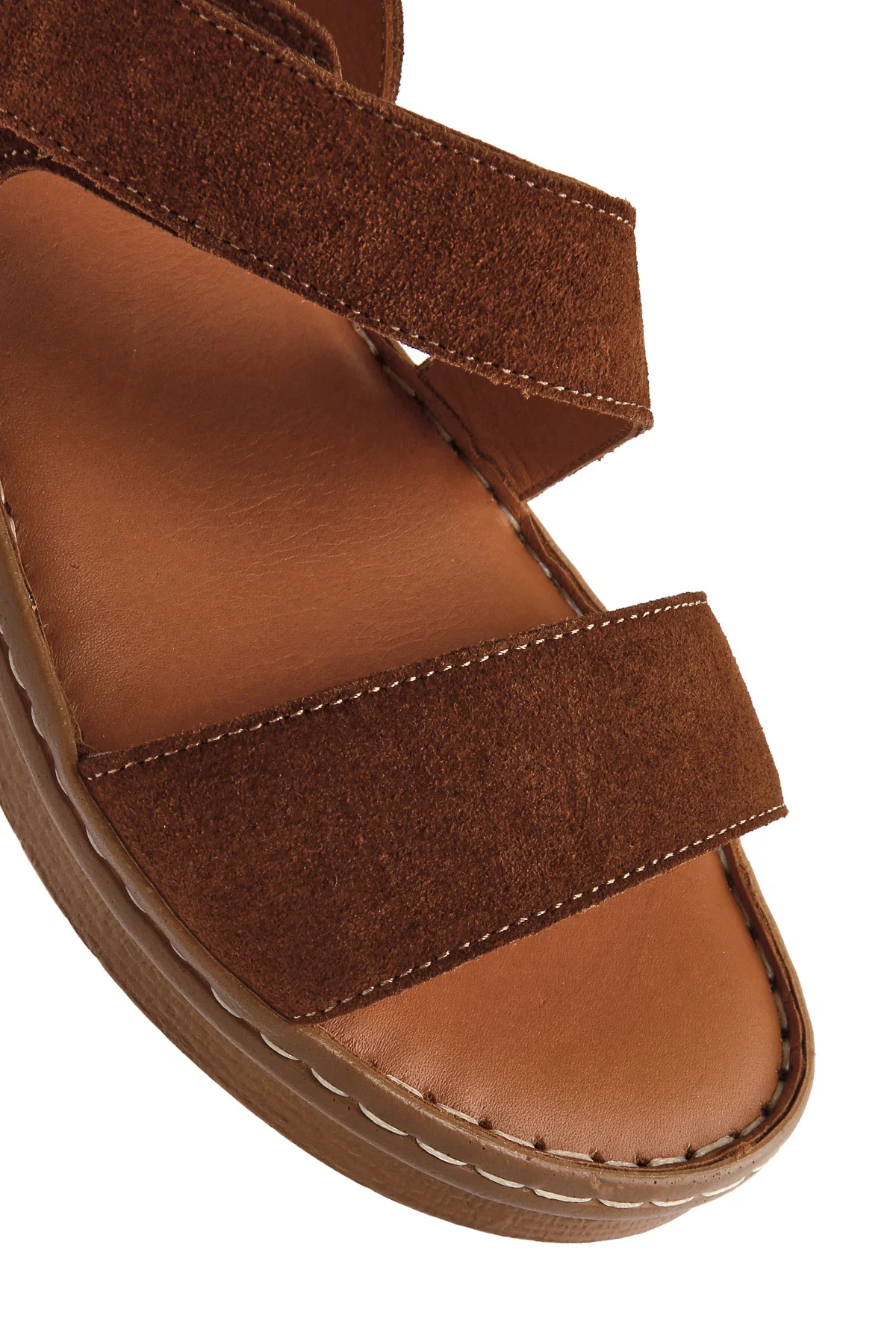 Kadın Taba Süet Deri Comfort Sandalet - Image 9