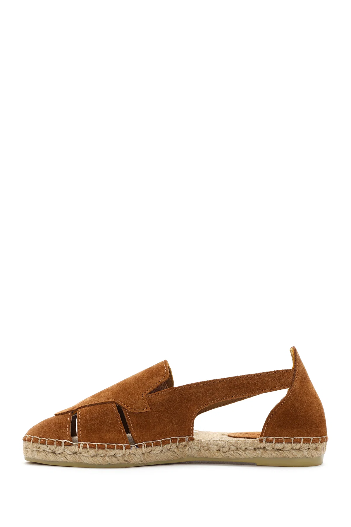 Kadın Taba Süet Deri Espadril Sandalet - Image 2