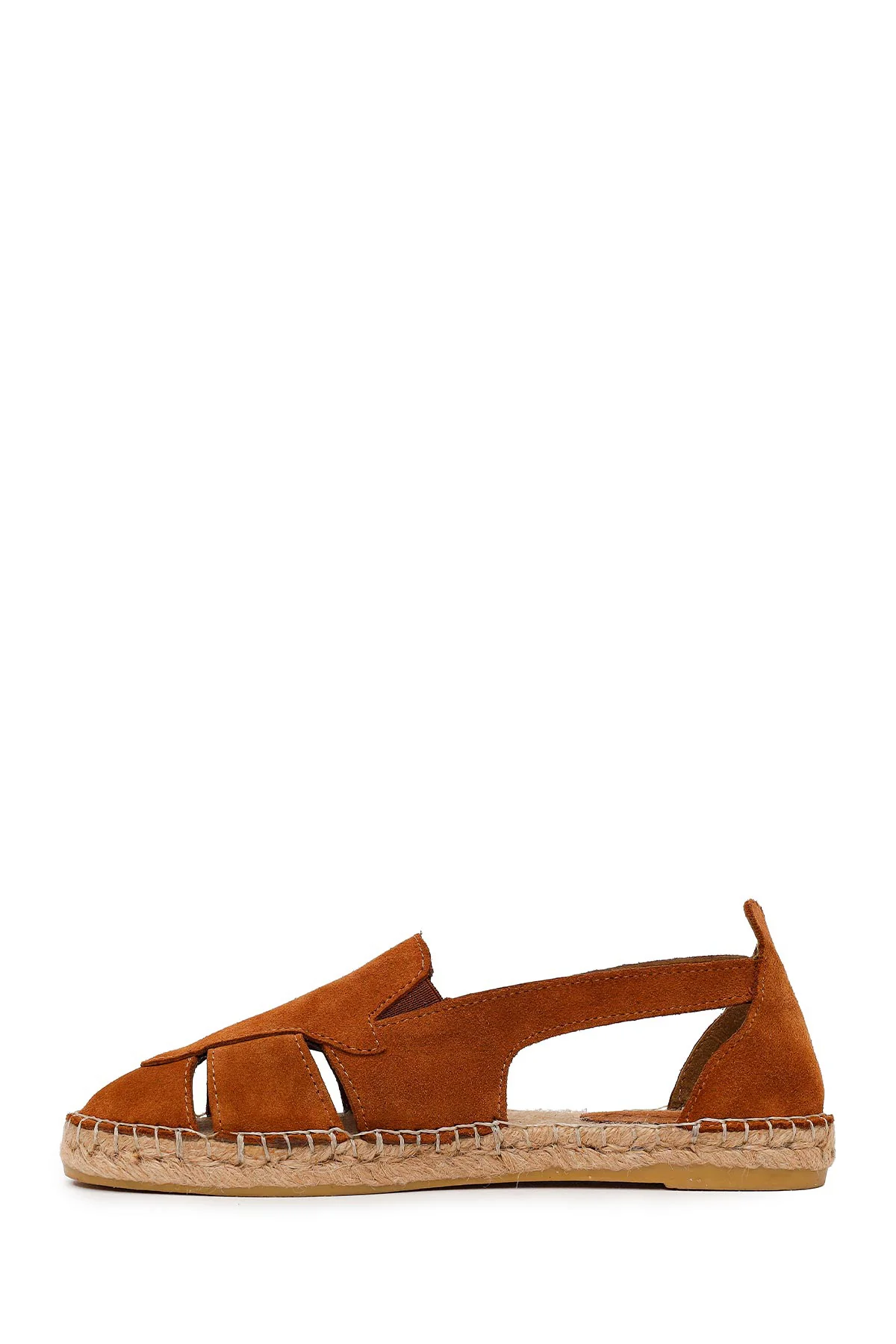 Kadın Taba Süet Deri Espadril Sandalet - Image 3