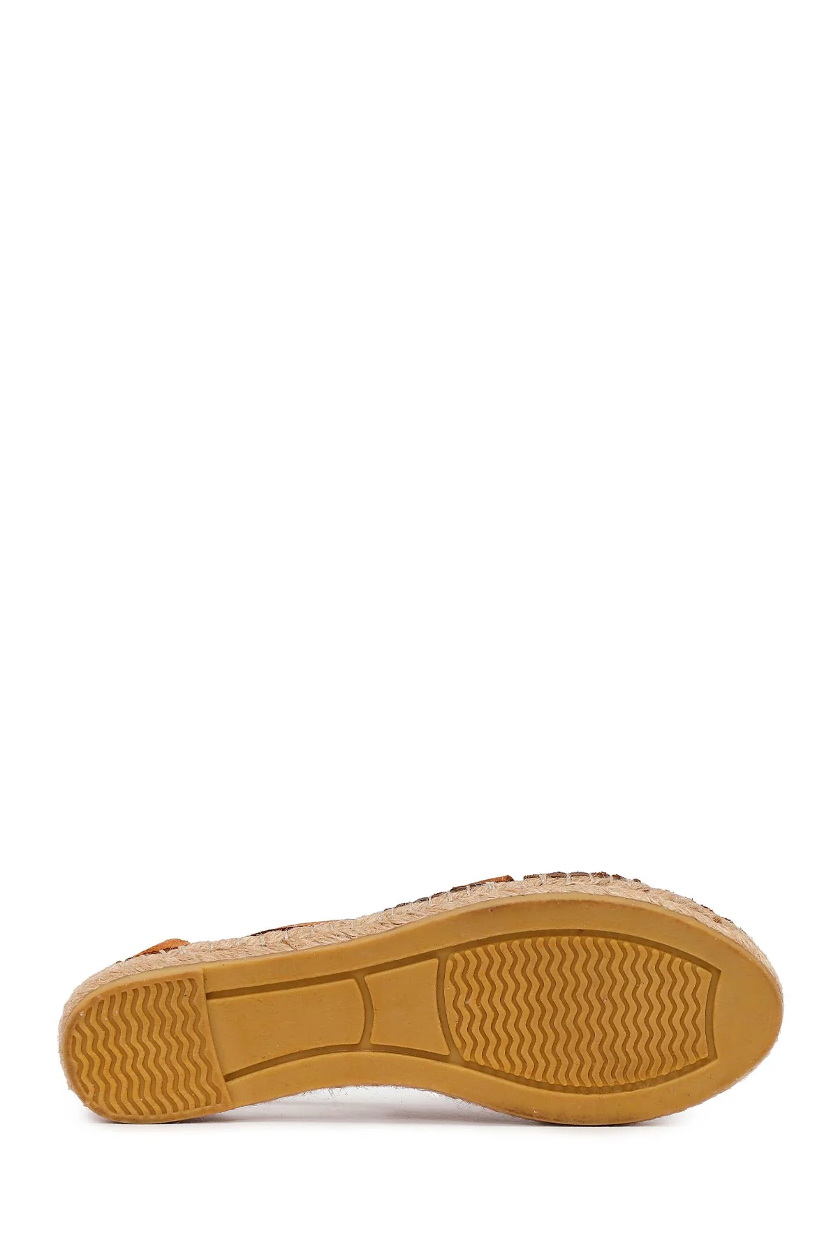Kadın Taba Süet Deri Espadril Sandalet - Image 5