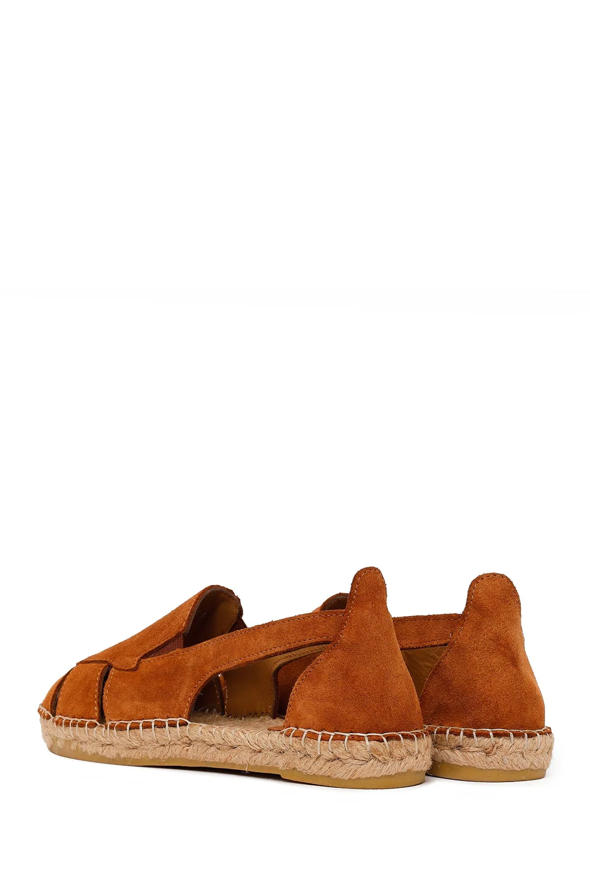 Kadın Taba Süet Deri Espadril Sandalet - Image 6