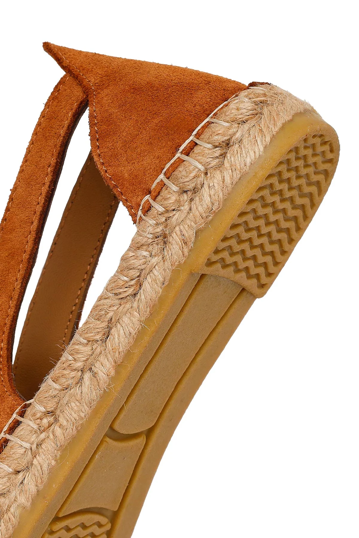 Kadın Taba Süet Deri Espadril Sandalet - Image 8