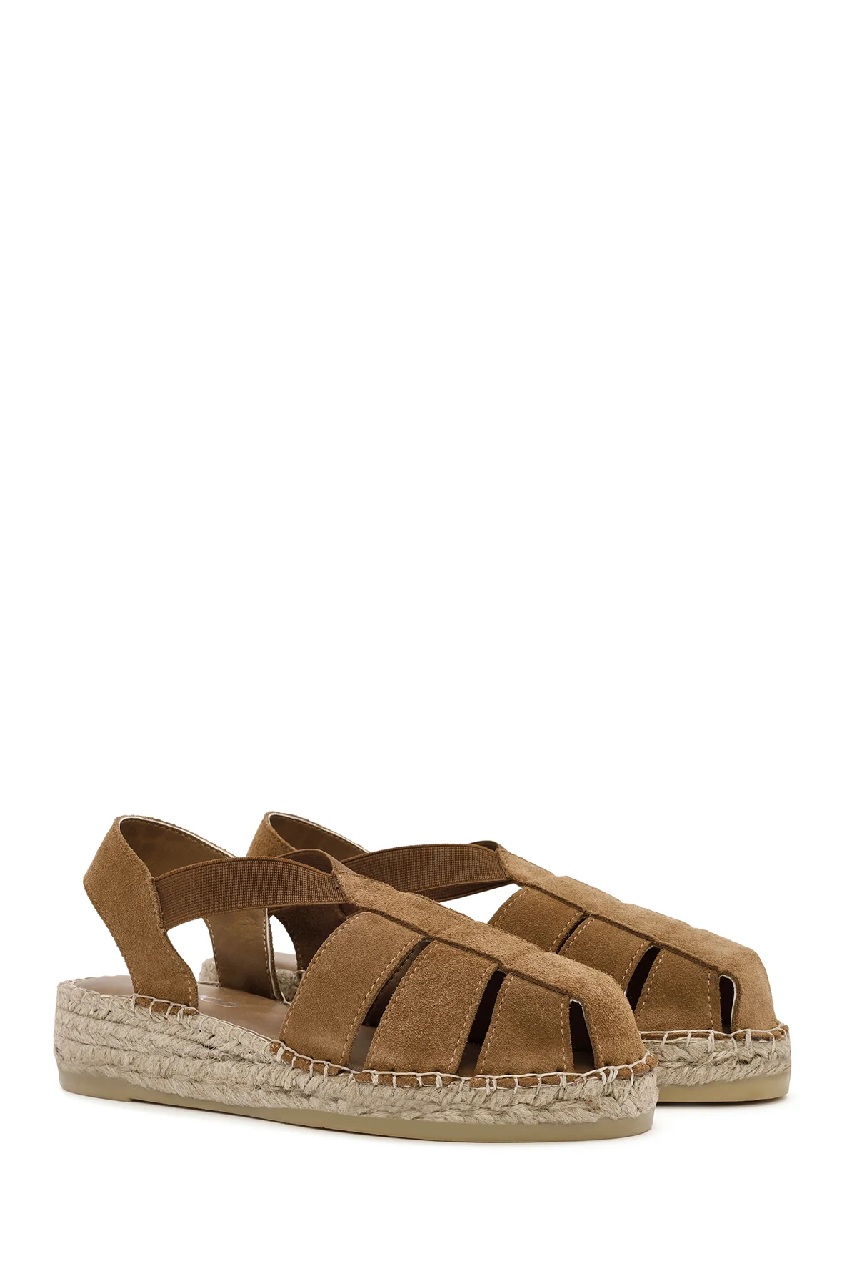 Kadın Taba Süet Deri Espadril Sandalet - Image 2