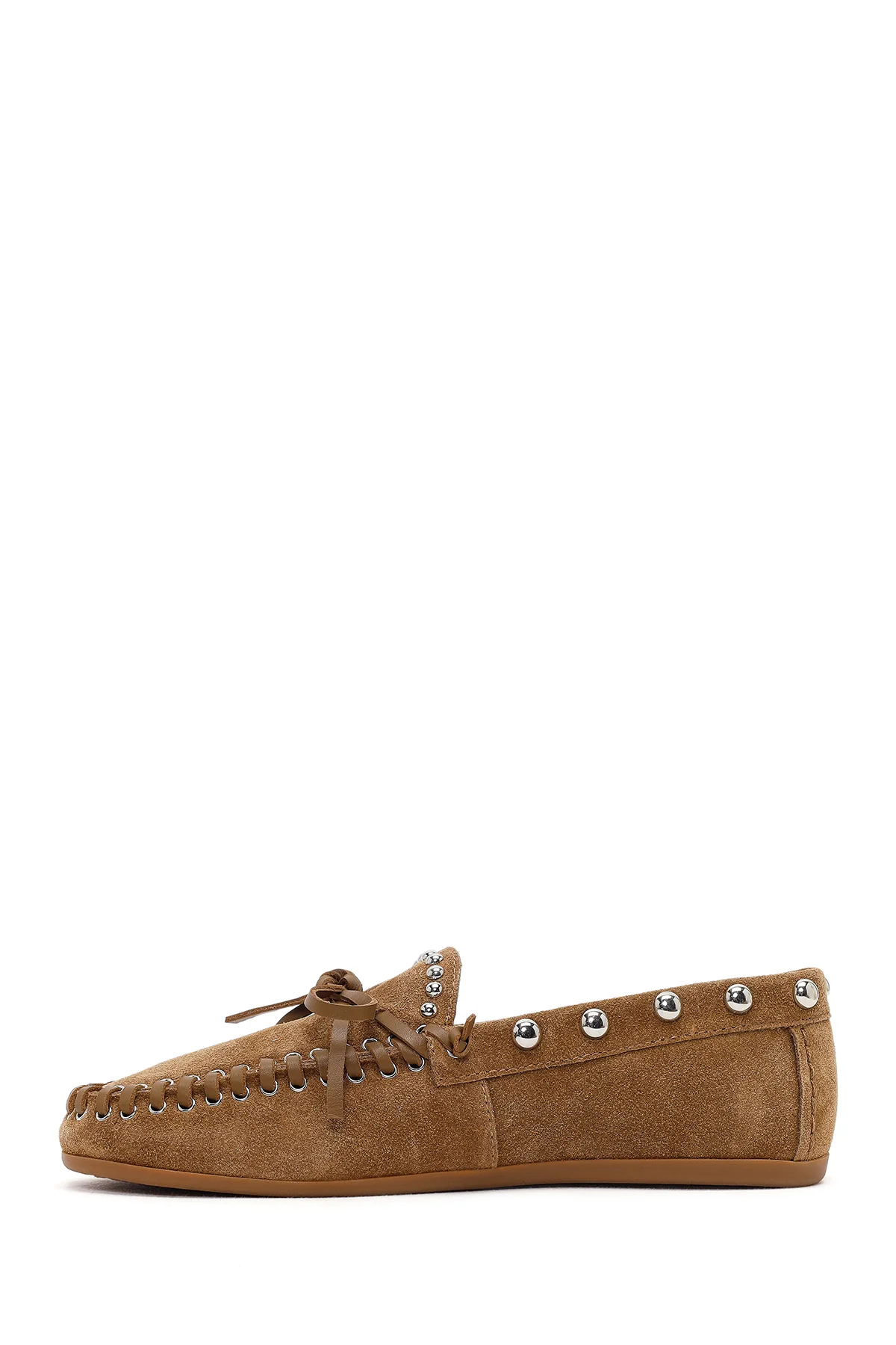 Kadın Taba Süet Deri Loafer - Image 4
