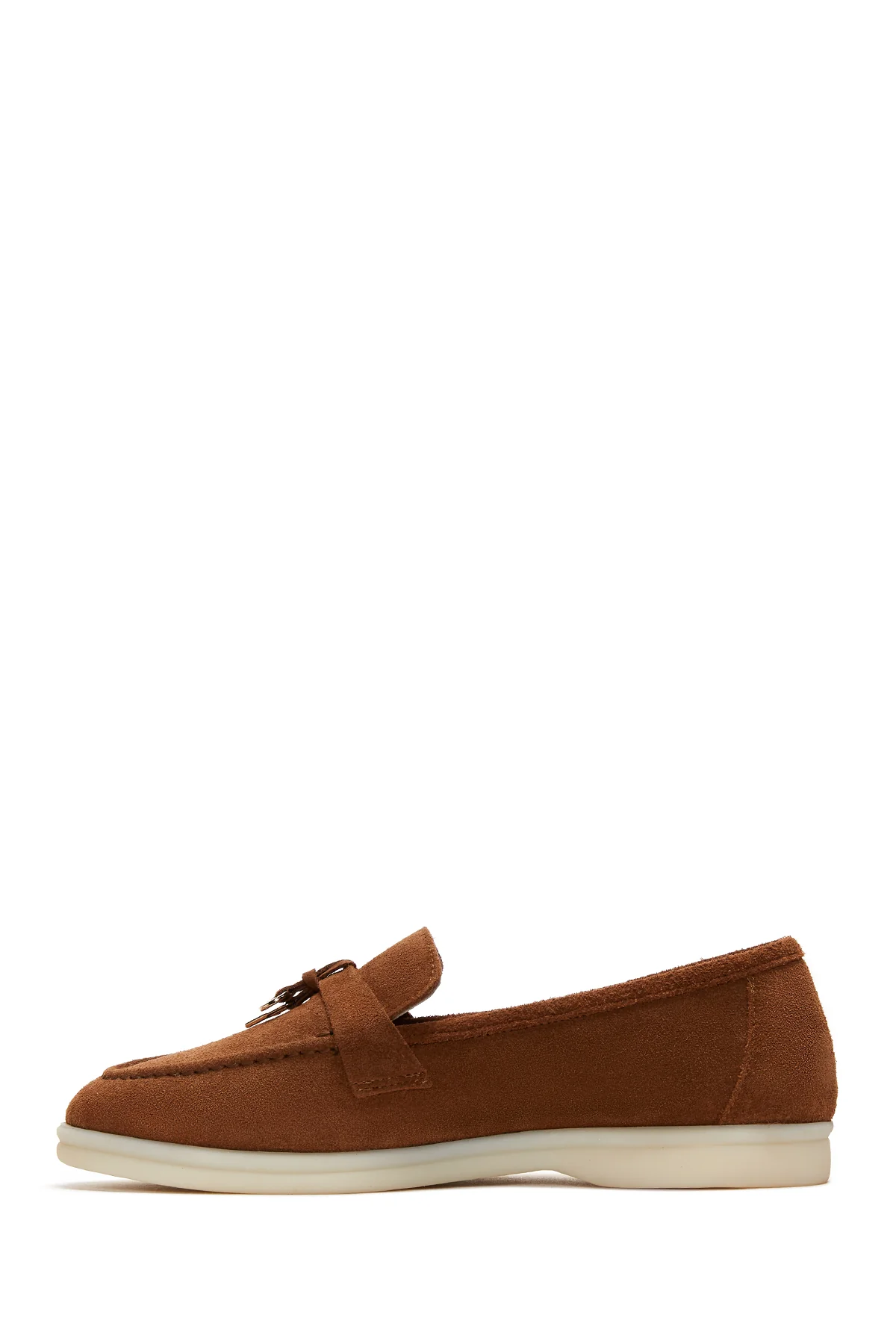 Kadın Taba Süet Deri Maskülen Loafer - Image 2