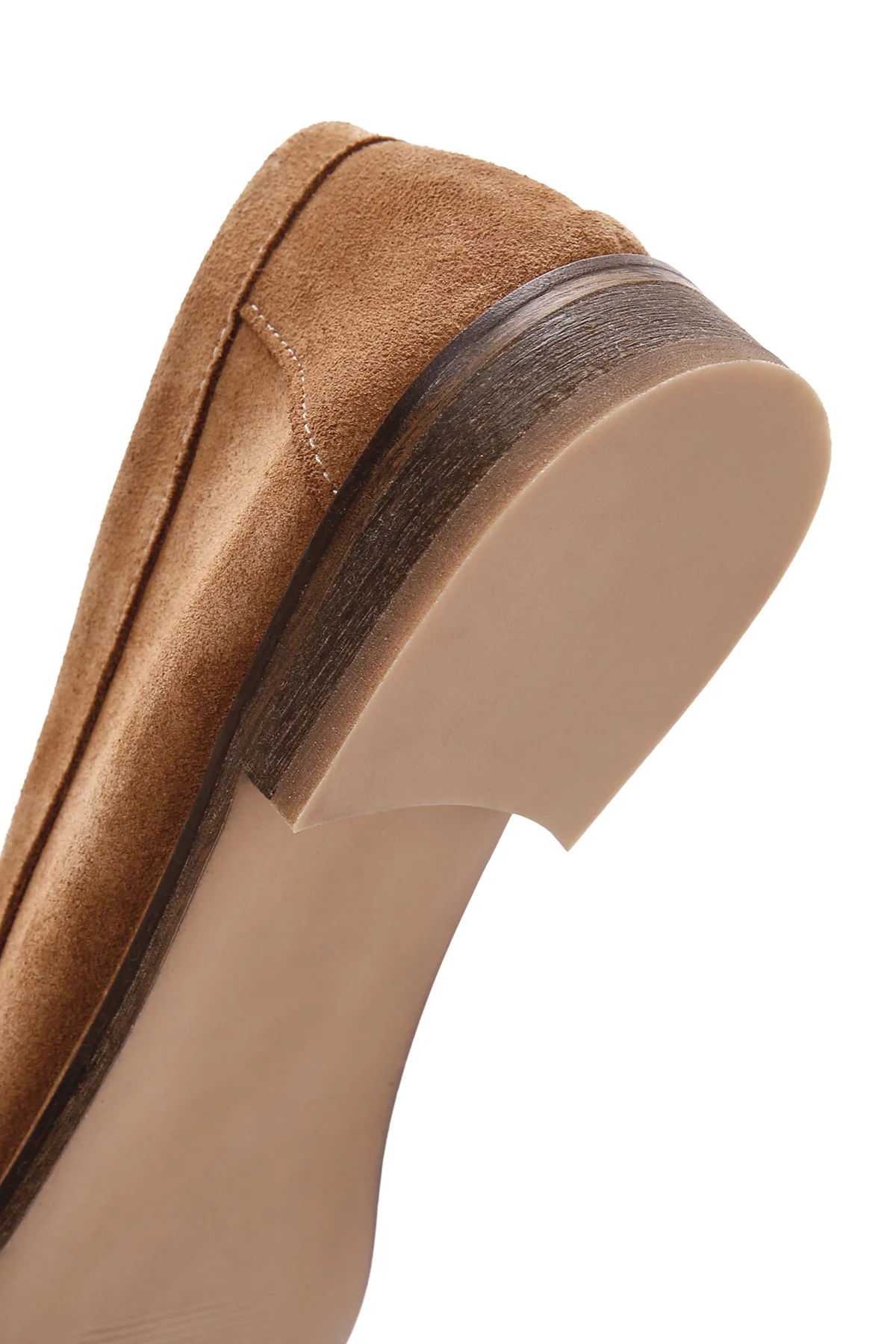Kadın Taba Süet Deri Maskülen Loafer - Image 10