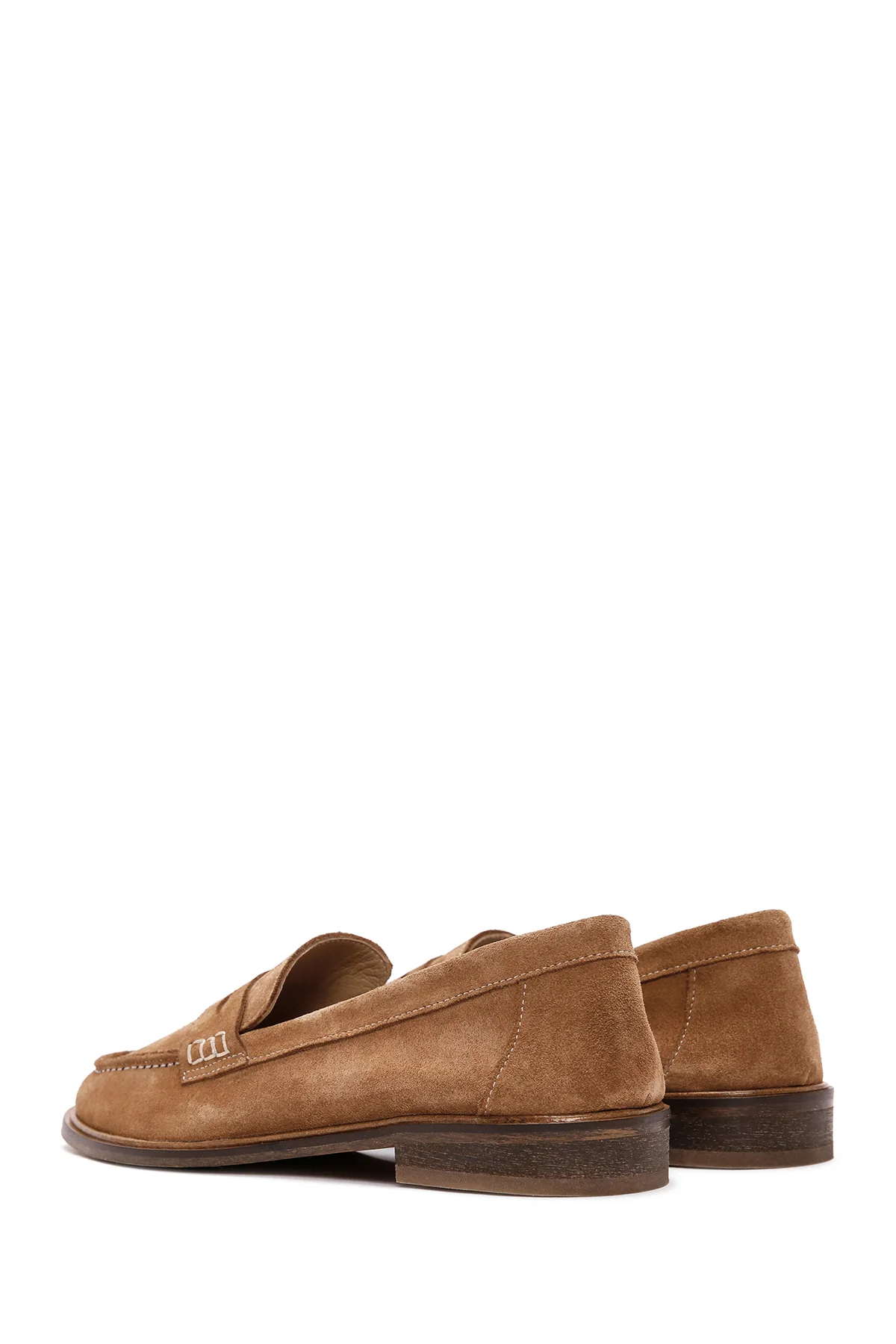 Kadın Taba Süet Deri Maskülen Loafer - Image 6