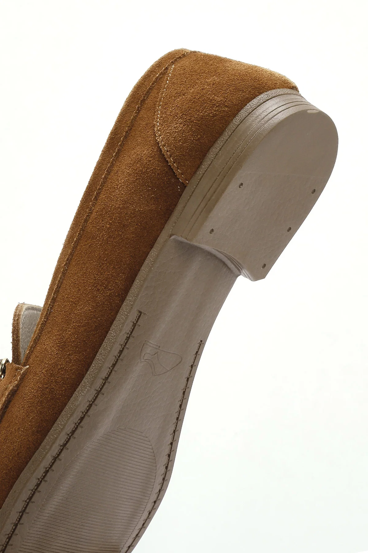 Kadın Taba Süet Deri Maskülen Loafer - Image 8