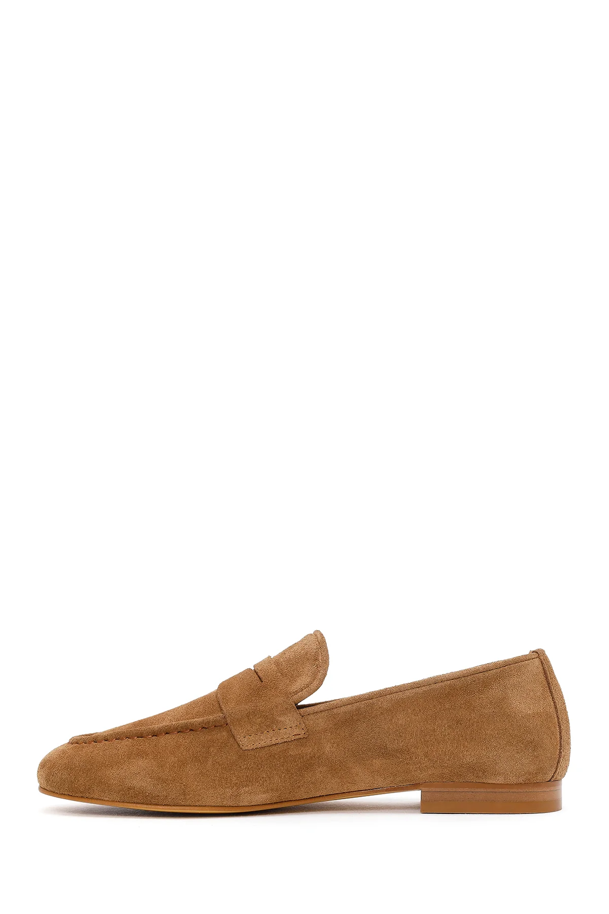 Kadın Taba Süet Deri Maskülen Loafer - Image 3