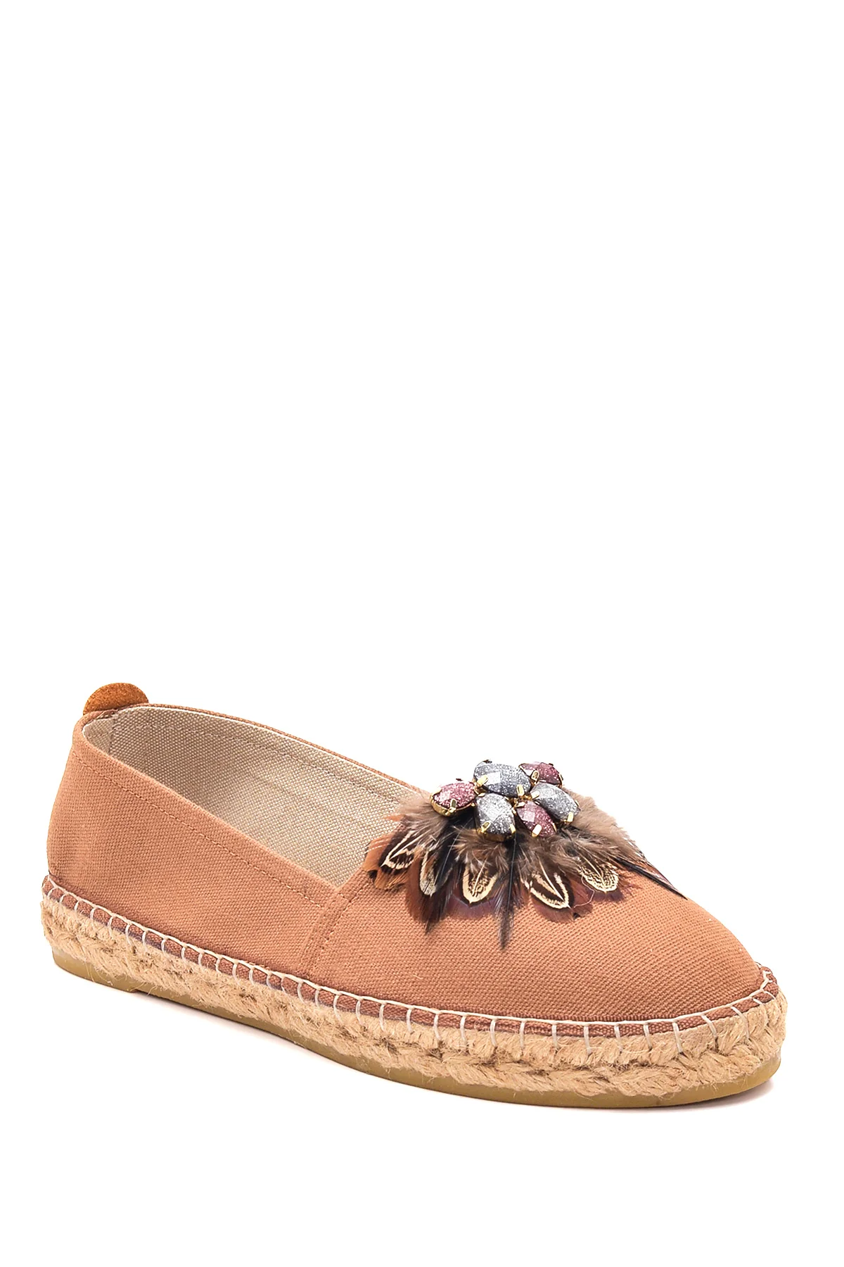 Kadın Taba Taşlı Hasır Taban Espadril - Image 3