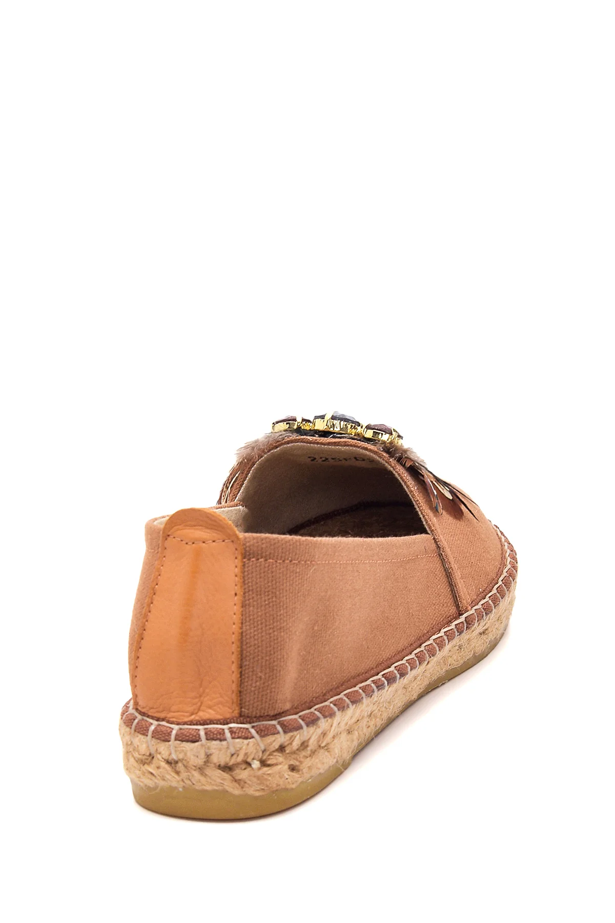 Kadın Taba Taşlı Hasır Taban Espadril - Image 5