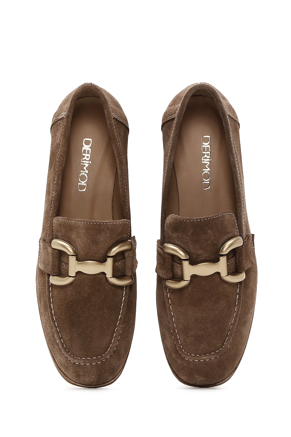 Kadın Taba Toka Detaylı Süet Deri Loafer - Image 6