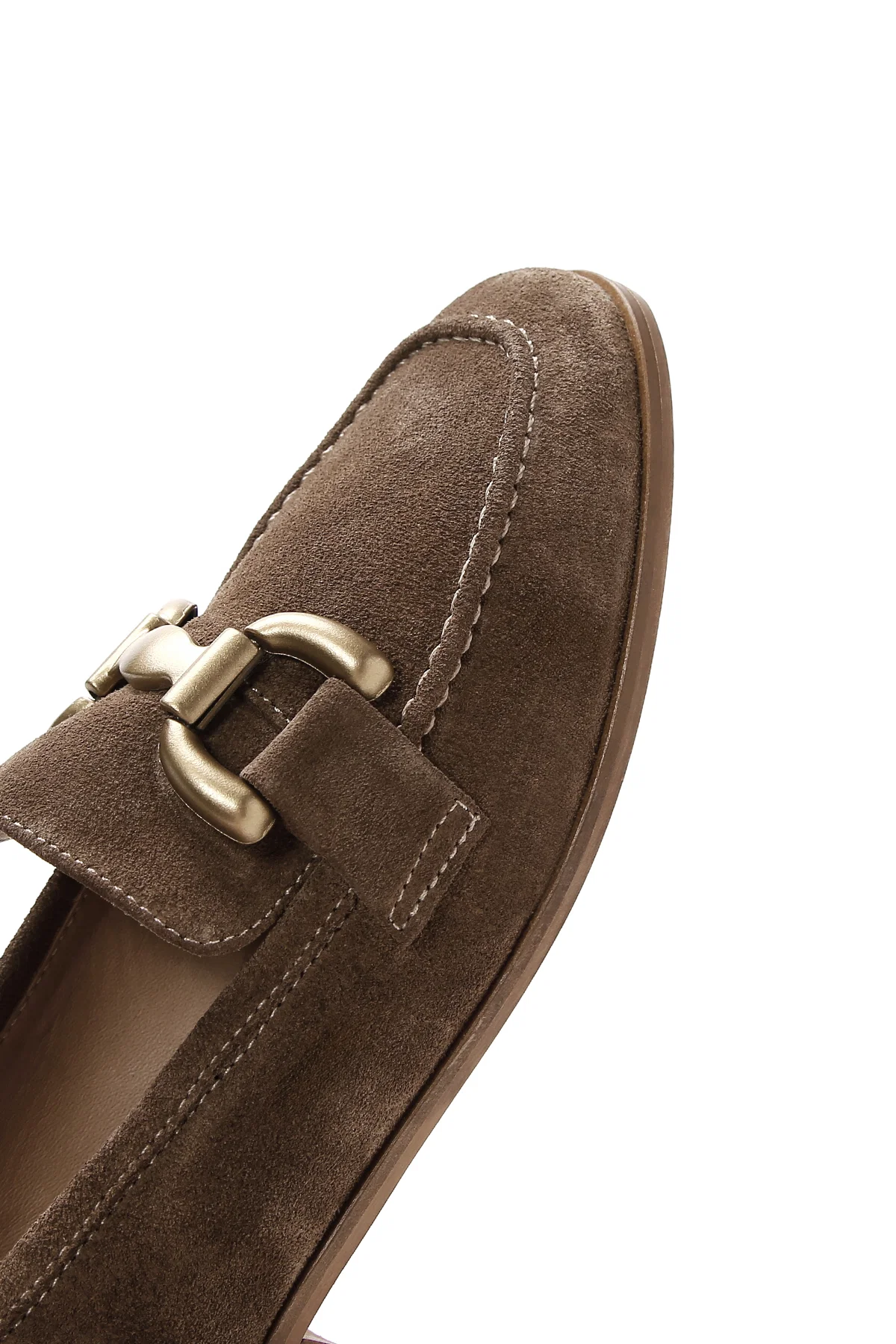 Kadın Taba Toka Detaylı Süet Deri Loafer - Image 9