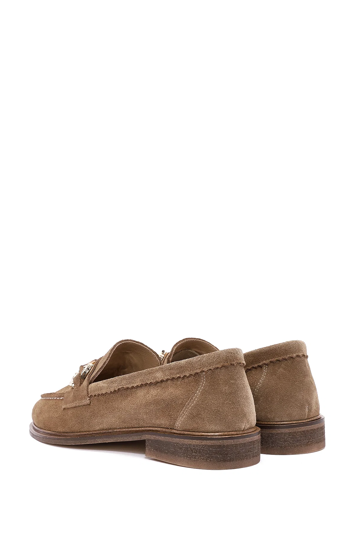 Kadın Taba Toka Detaylı Süet Deri Maskülen Loafer - Image 5