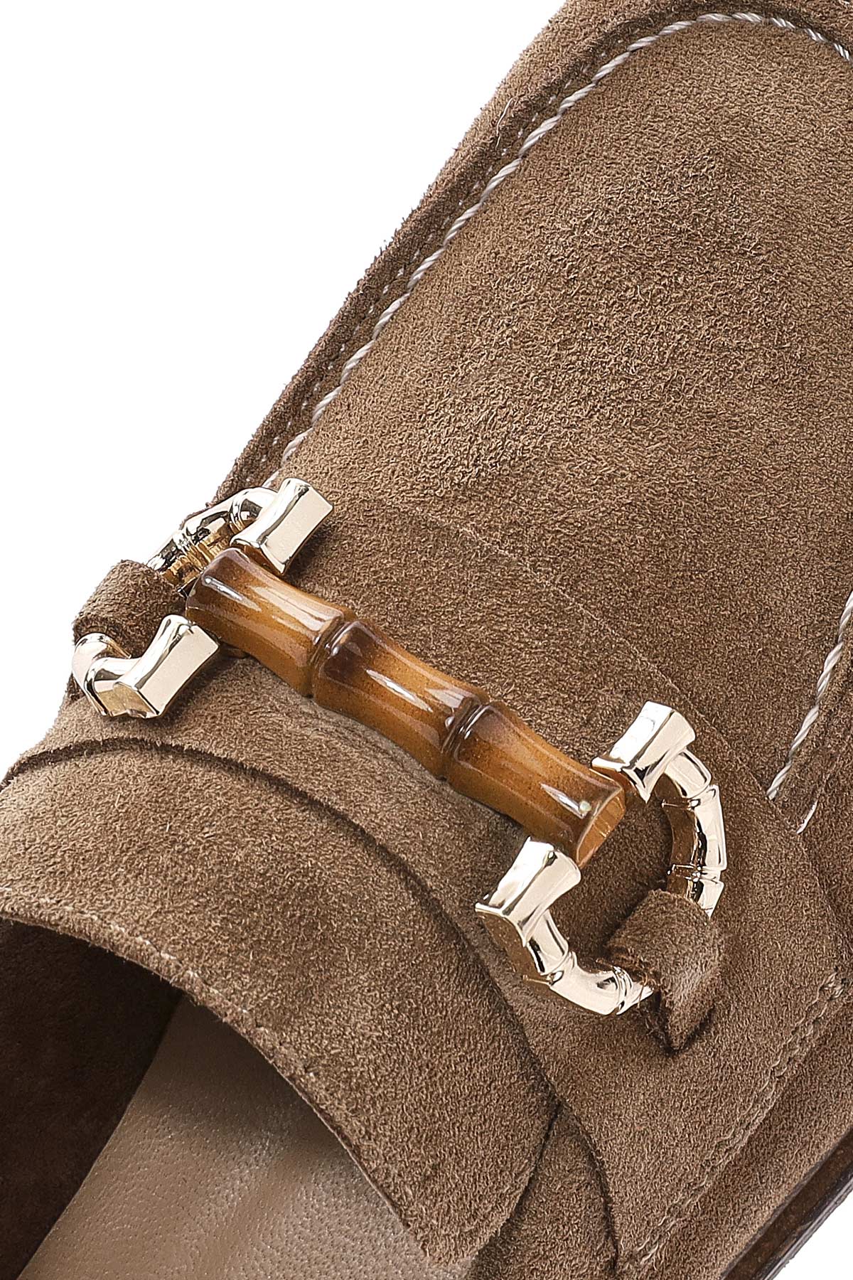 Kadın Taba Toka Detaylı Süet Deri Maskülen Loafer - Image 9