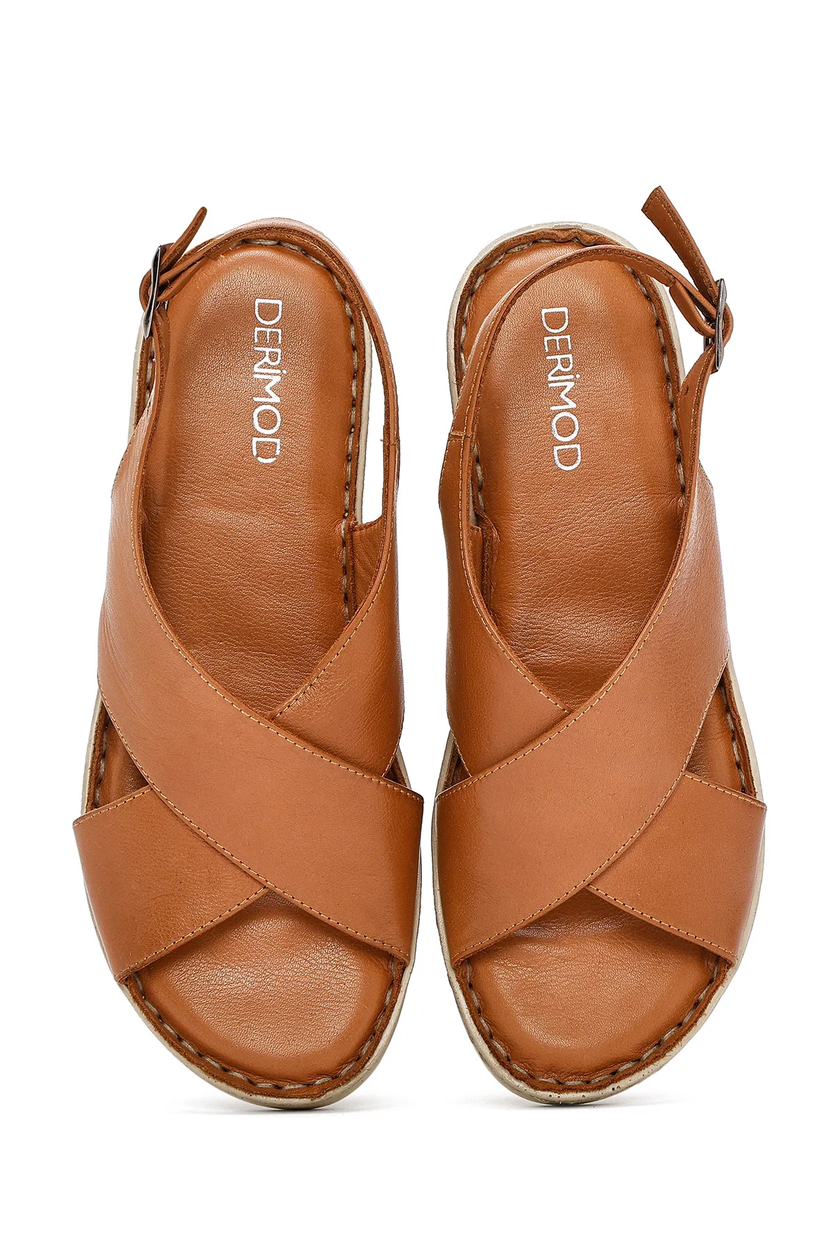 Kadın Taba Tokalı Deri Comfort Sandalet - Image 7