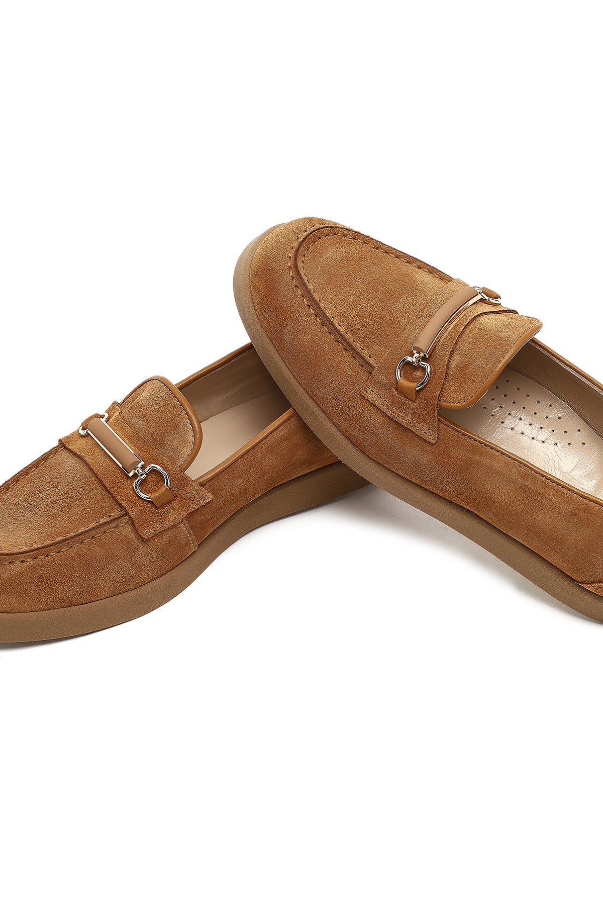 Kadın Taba Tokalı Süet Deri Comfort Loafer - Image 10