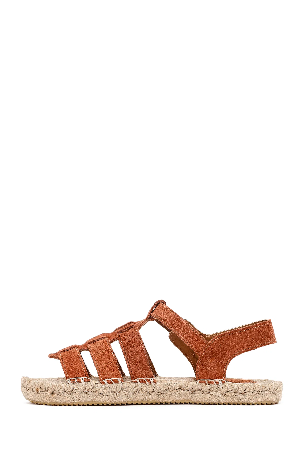Kadın Taba Tokalı Süet Deri Espadril Sandalet - Image 2