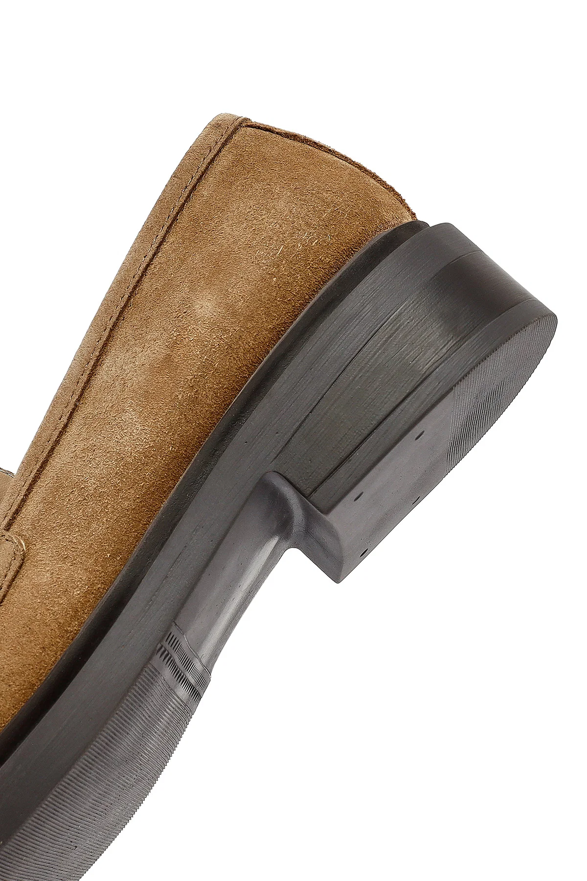 Kadın Taba Tokalı Süet Deri Maskülen Loafer - Image 8