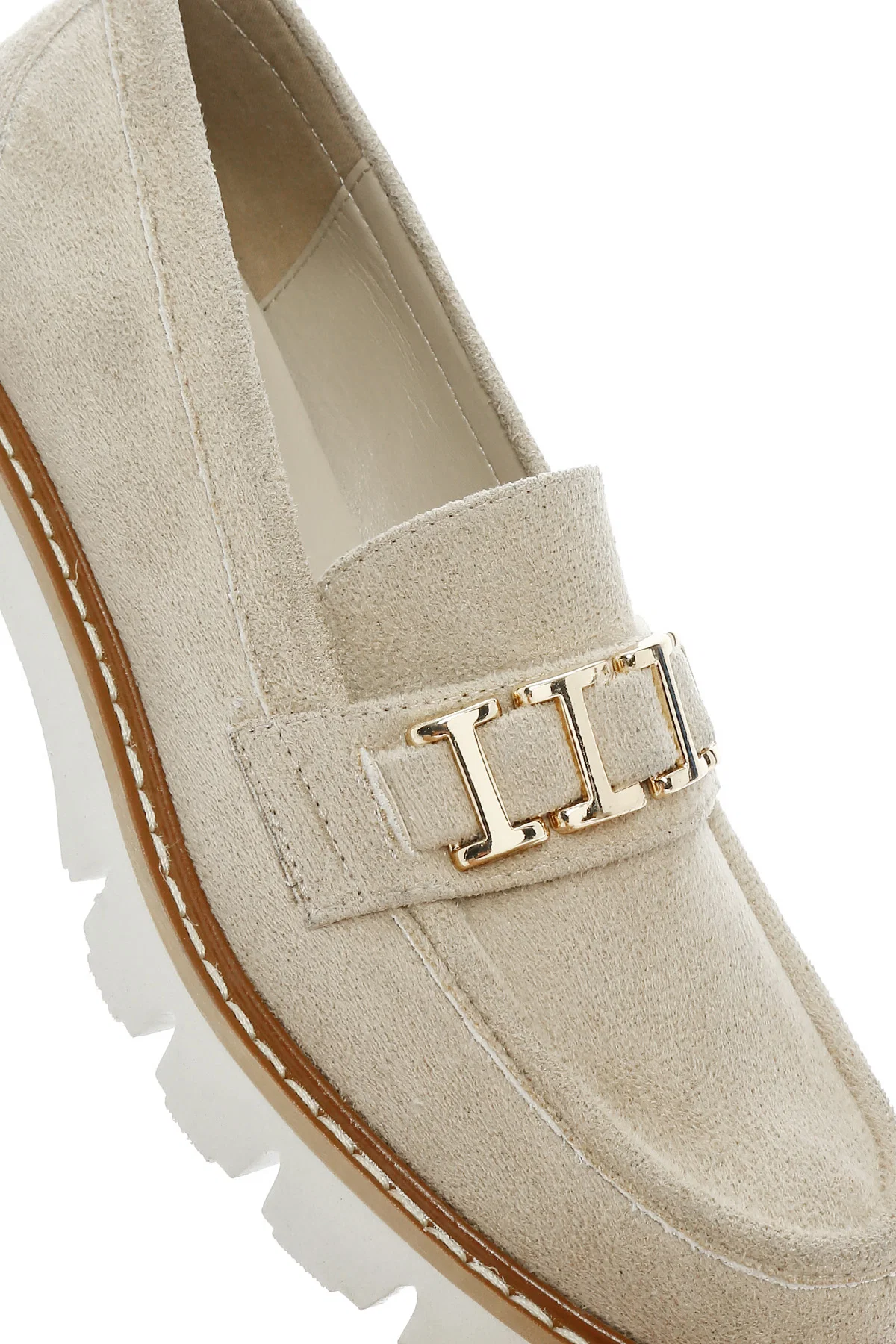 Kadın Taba Tokalı Süet Maskülen Loafer - Image 9