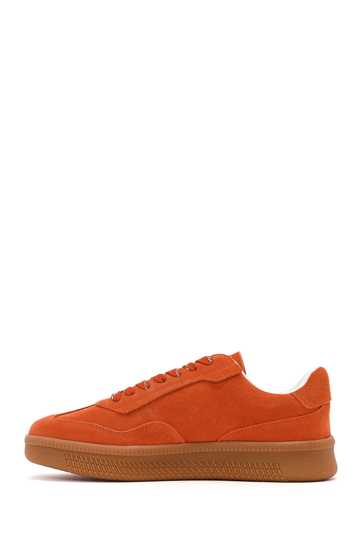 Kadın Turuncu Bağcıklı Kalın Tabanlı Süet Deri Sneaker - Image 4