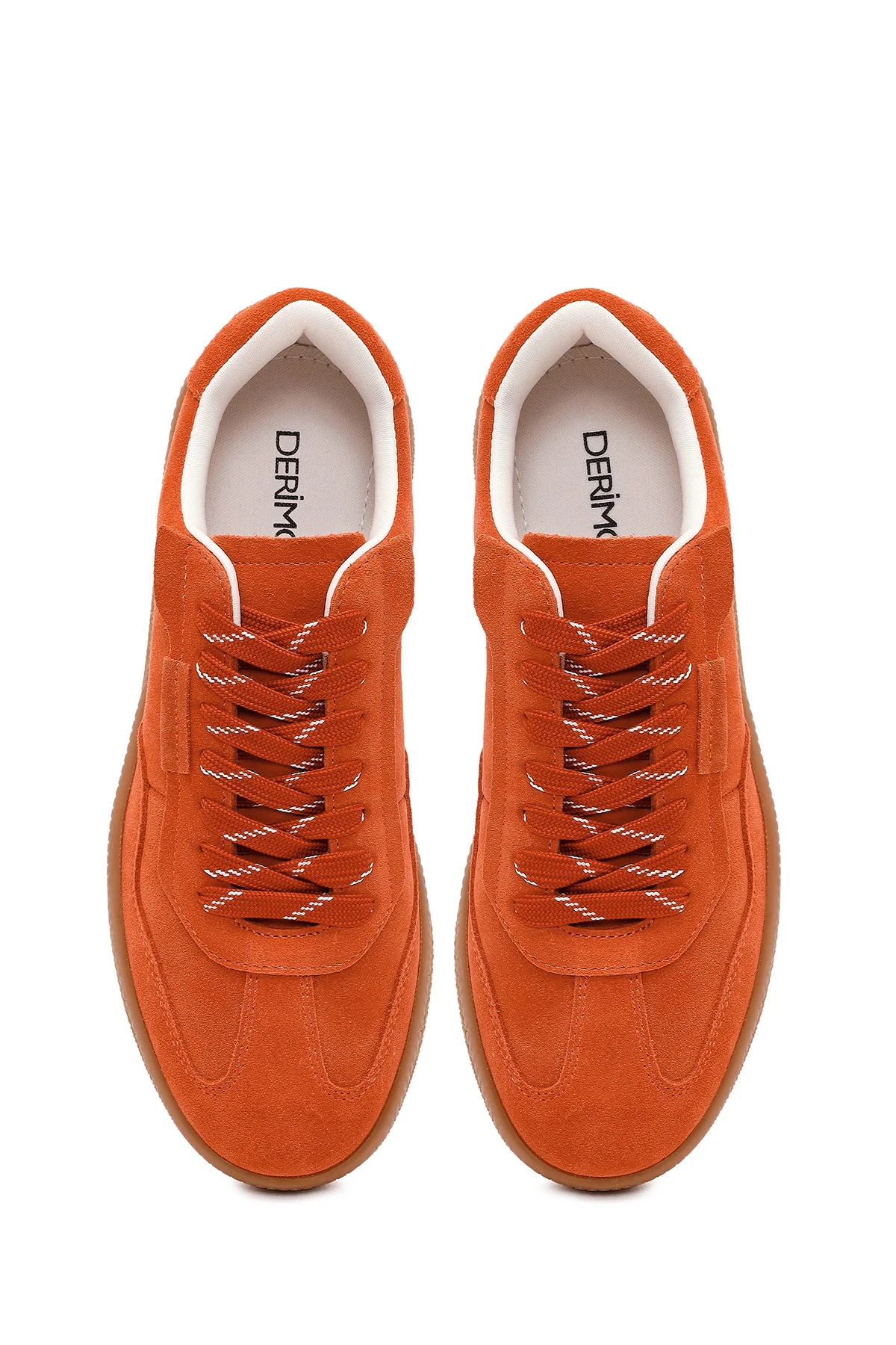 Kadın Turuncu Bağcıklı Kalın Tabanlı Süet Deri Sneaker - Image 5