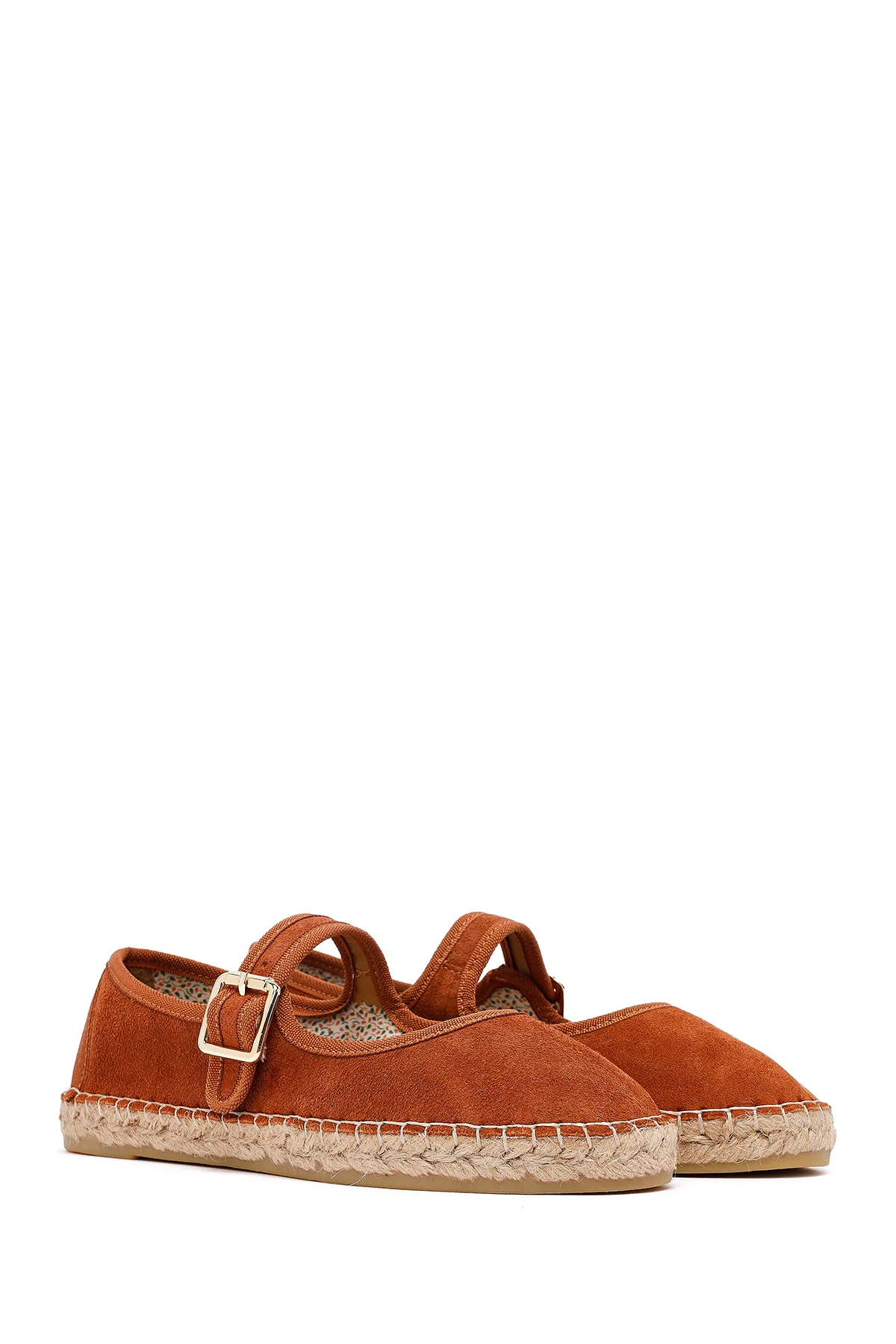 Kadın Turuncu Bantlı Süet Espadril - Image 3
