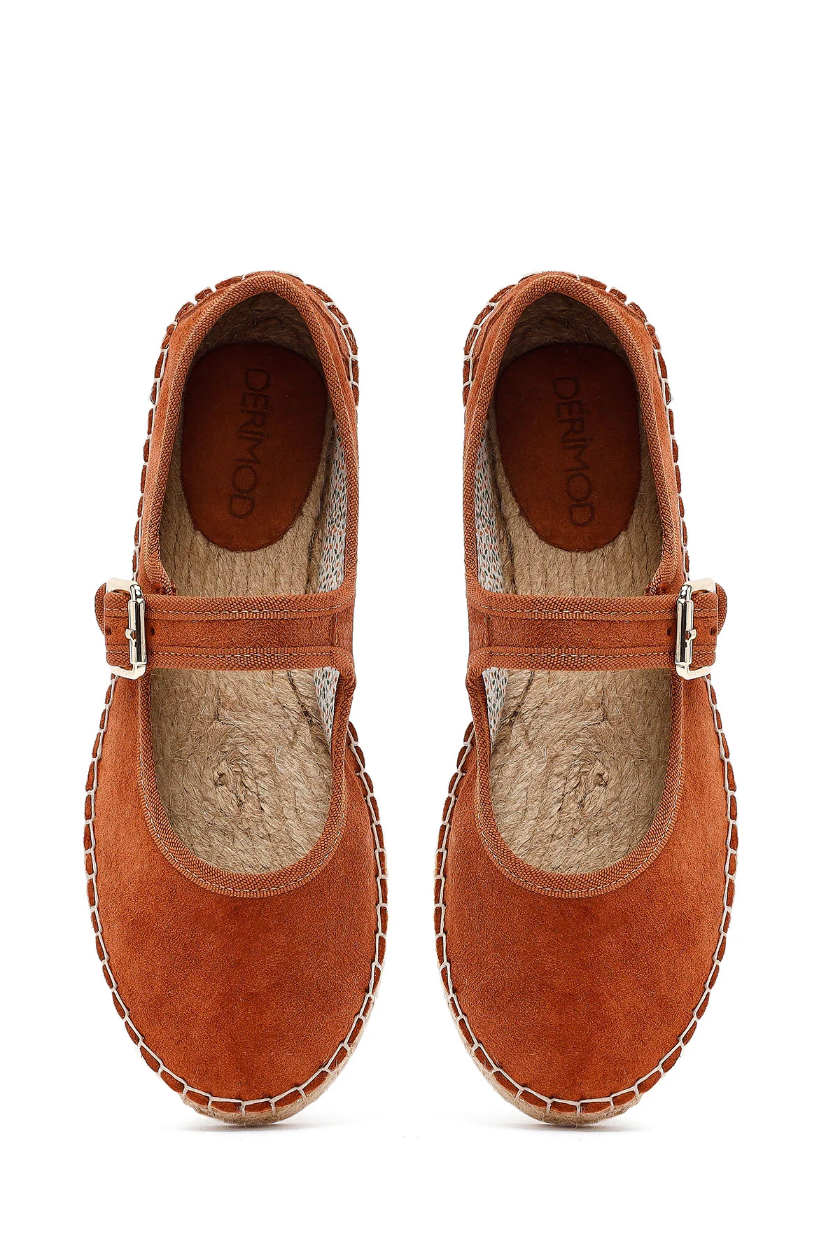 Kadın Turuncu Bantlı Süet Espadril - Image 7