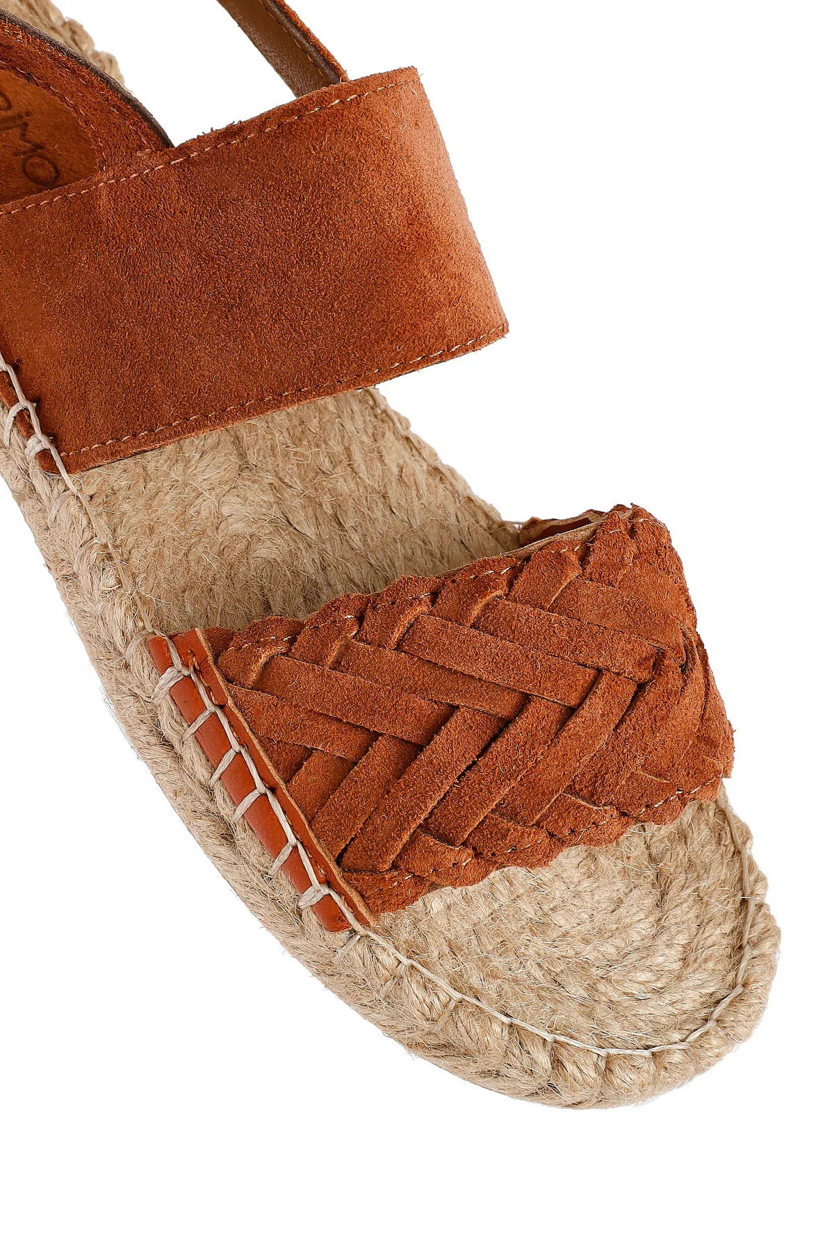 Kadın Turuncu Örgü Detaylı Süet Deri Espadril Sandalet - Image 11